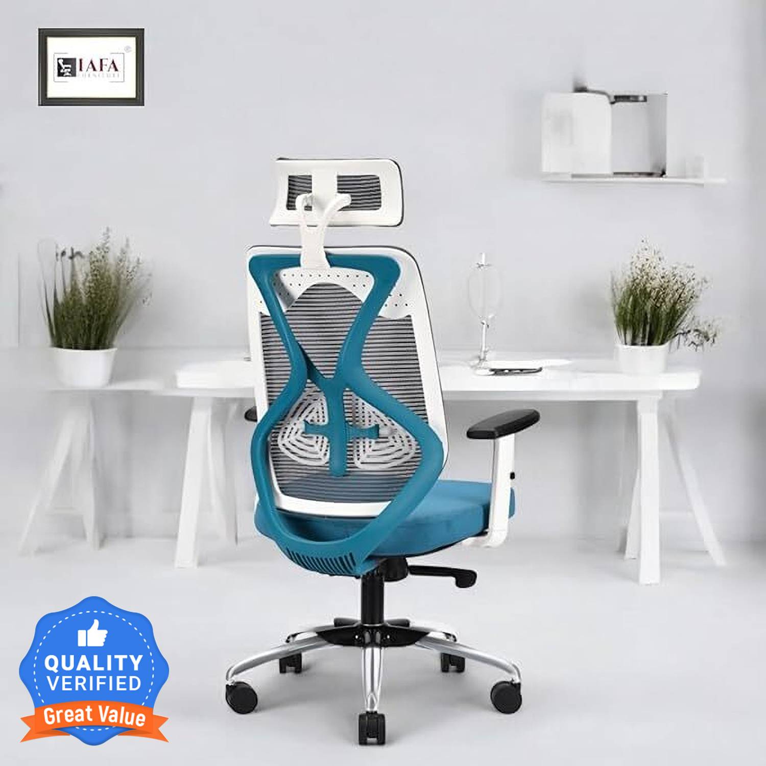 IAFA Ergolux High Back Ergonomic Office Chair With Heavy Duty Metal Base Mesh Office Adjustable Arm Chair