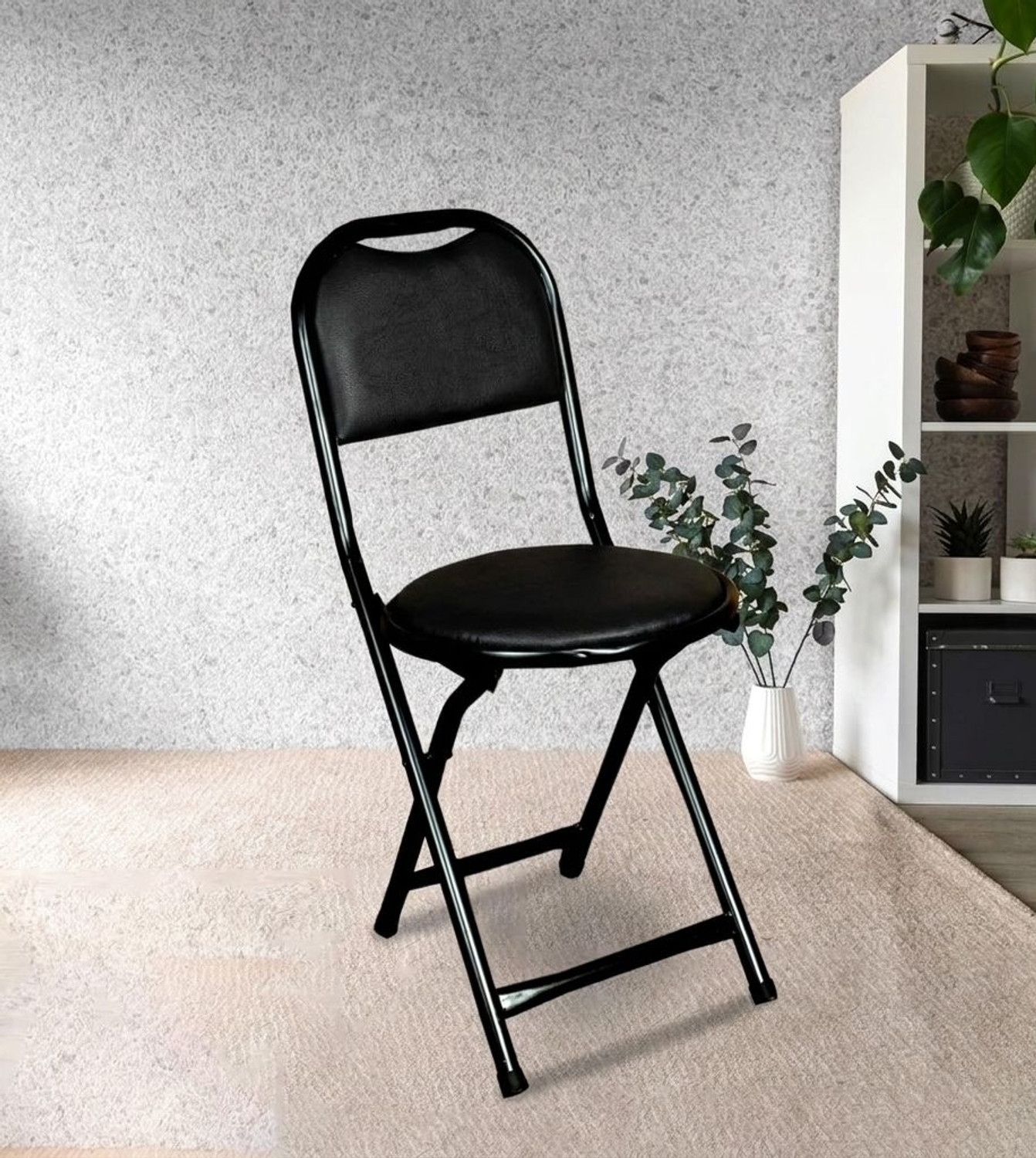 Image of DPI Folding Stool Chair with Foot Rest for Home & Kitchen /Restaurant /Outdoor Chair, Cotton Study Folding Chair