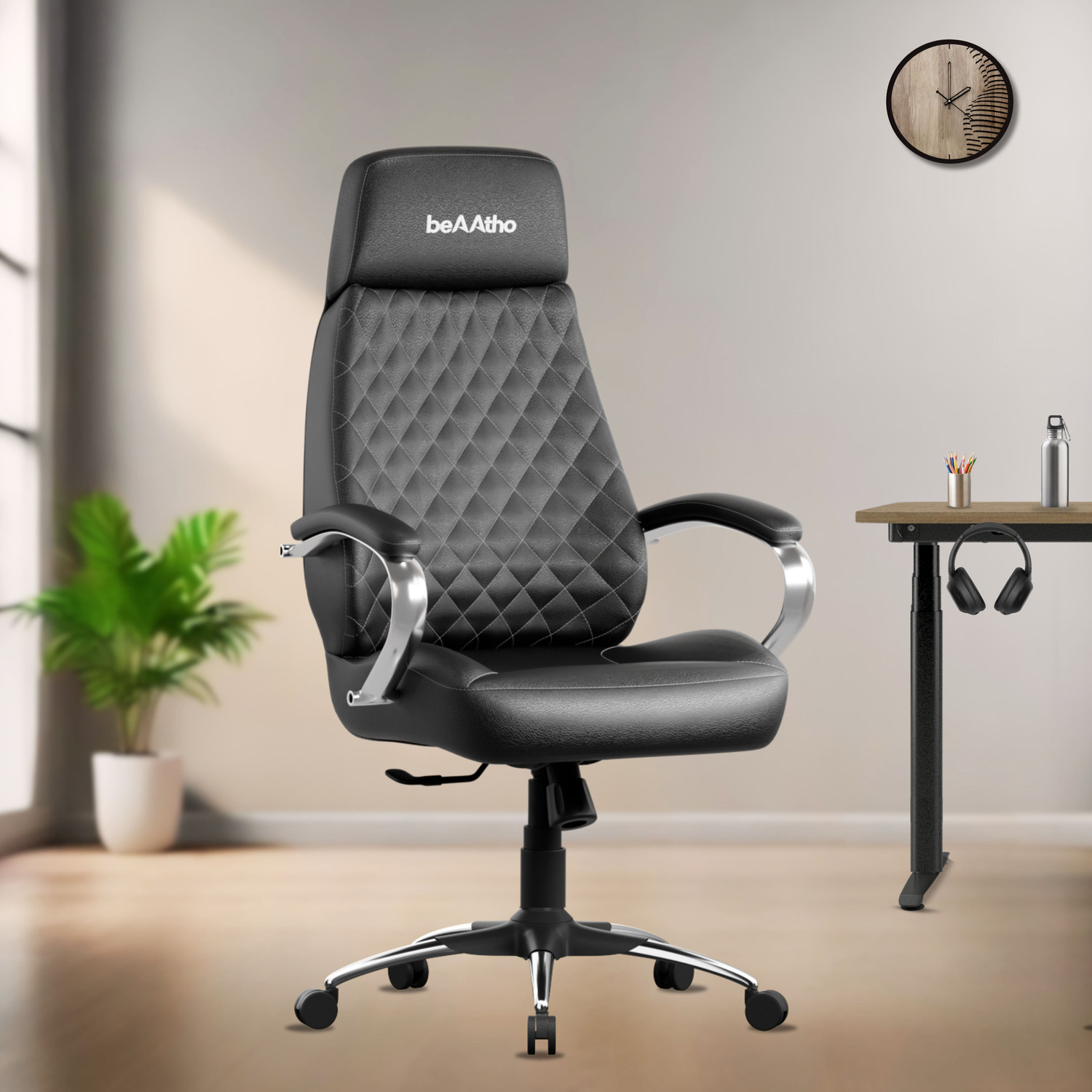 Image of beaatho Zen | High Back Revolving Chair with Integrated Lumbar Support Leatherette Office Executive Chair