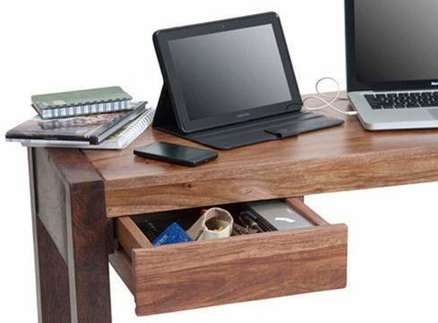 Image of WOODSTAGE Writing Study Table for Students Utility Laptop Tables Office Desk Solid Wood Study Table