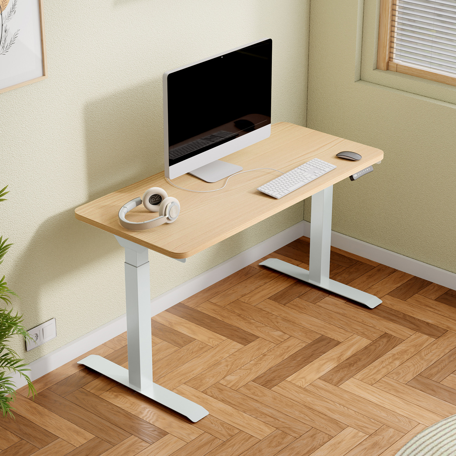 Image of Interio by Godrej Stance Dual Motor Height Adjustable Work Desk Engineered Wood Multipurpose Table