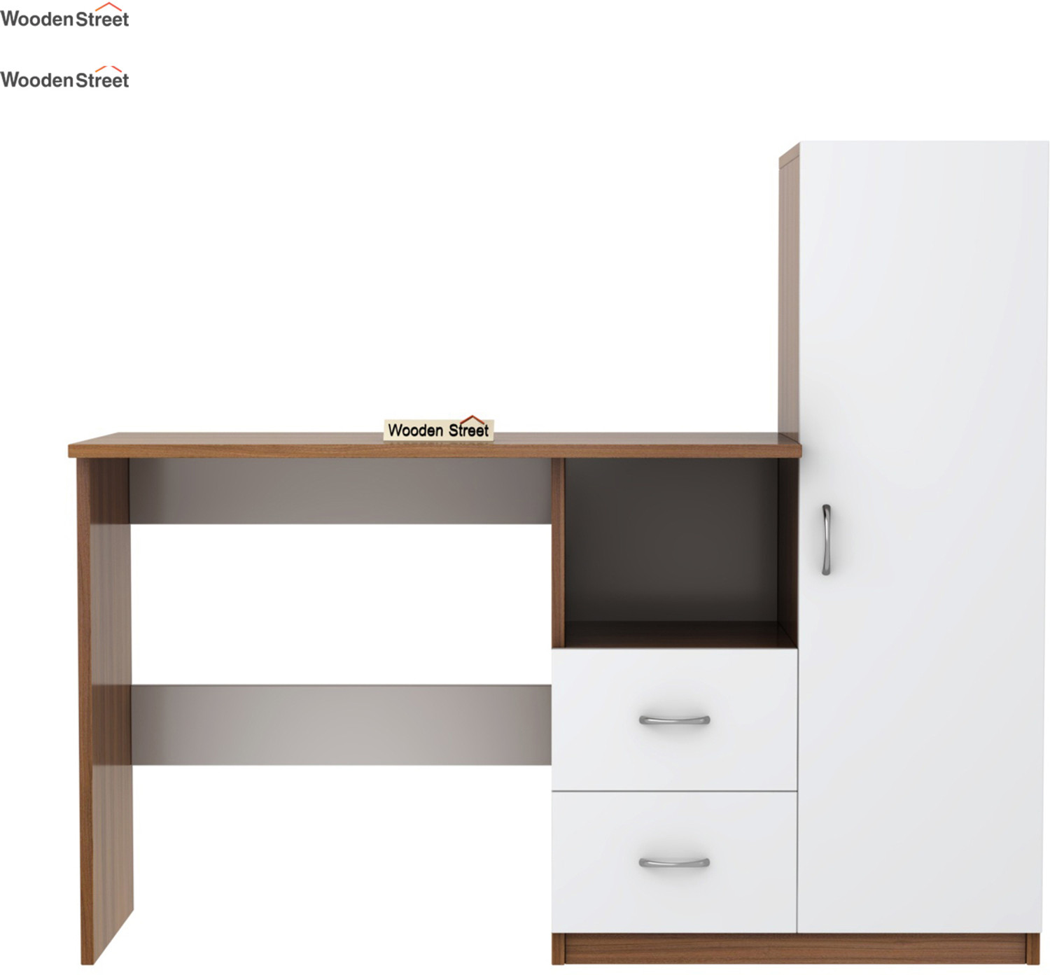 Image of Wooden Street Alister Engineered Wood Study Table (Exotic Teak Frosty White) Engineered Wood Study Table