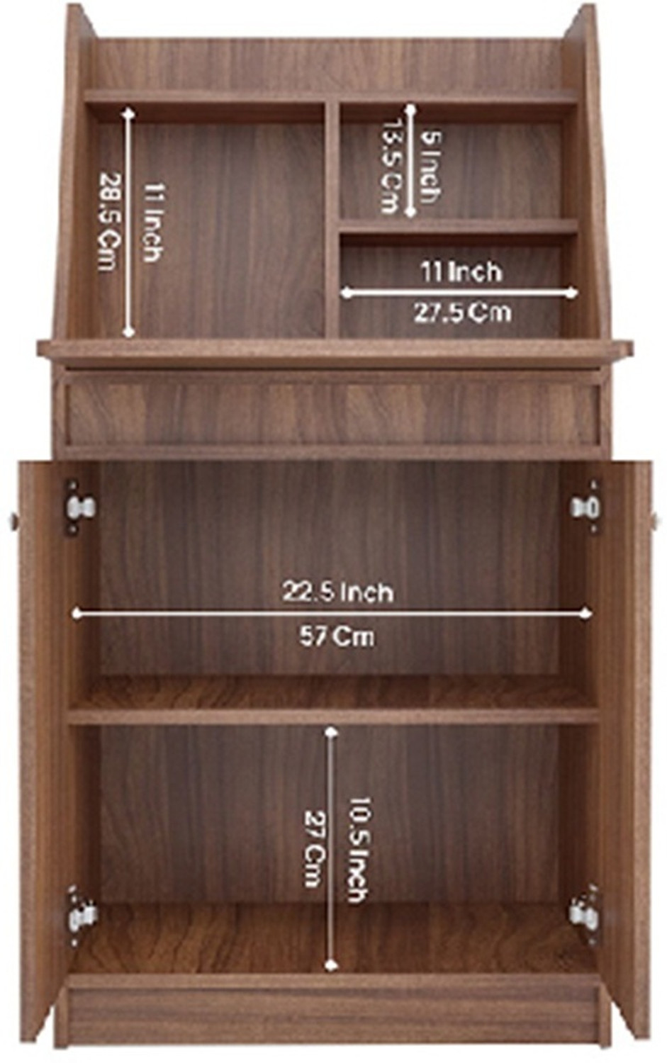 Image of neuspace WOW Study Table with Bookshelf & 2 Door Storage Cabinet | Foldable Work Desk Engineered Wood Study Table