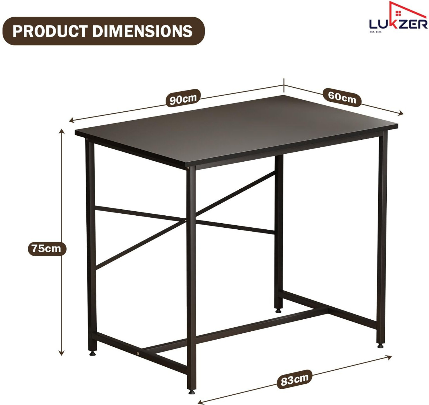 Image of LUKZER MST-008 X-Support Metal Computer Desk Engineered Wood Study Table