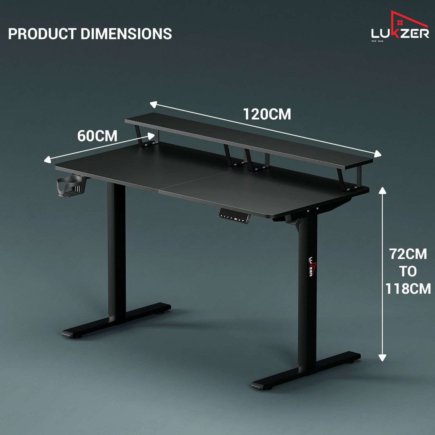 Image of LUKZER Electric Height Adjustable Desk with USB & Type-C Work from Home Table (EST-004) Engineered Wood Office Table