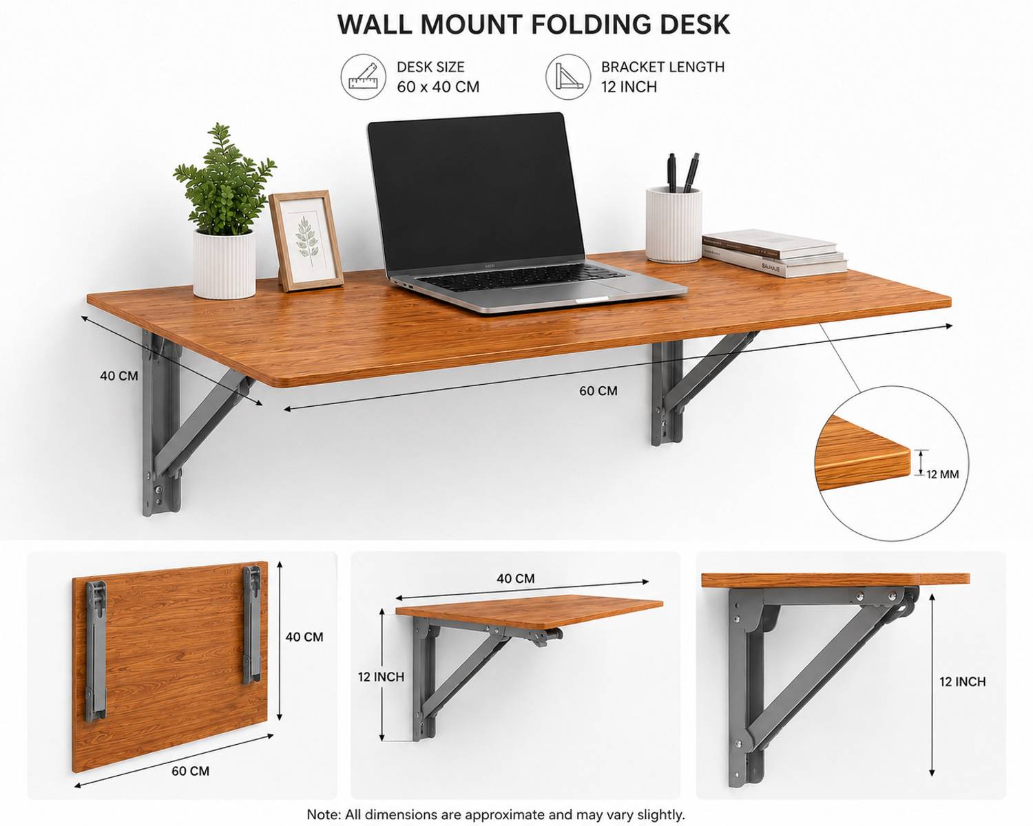 DESHCO 24x16 inch Wall Mounted Study Table - Image 4