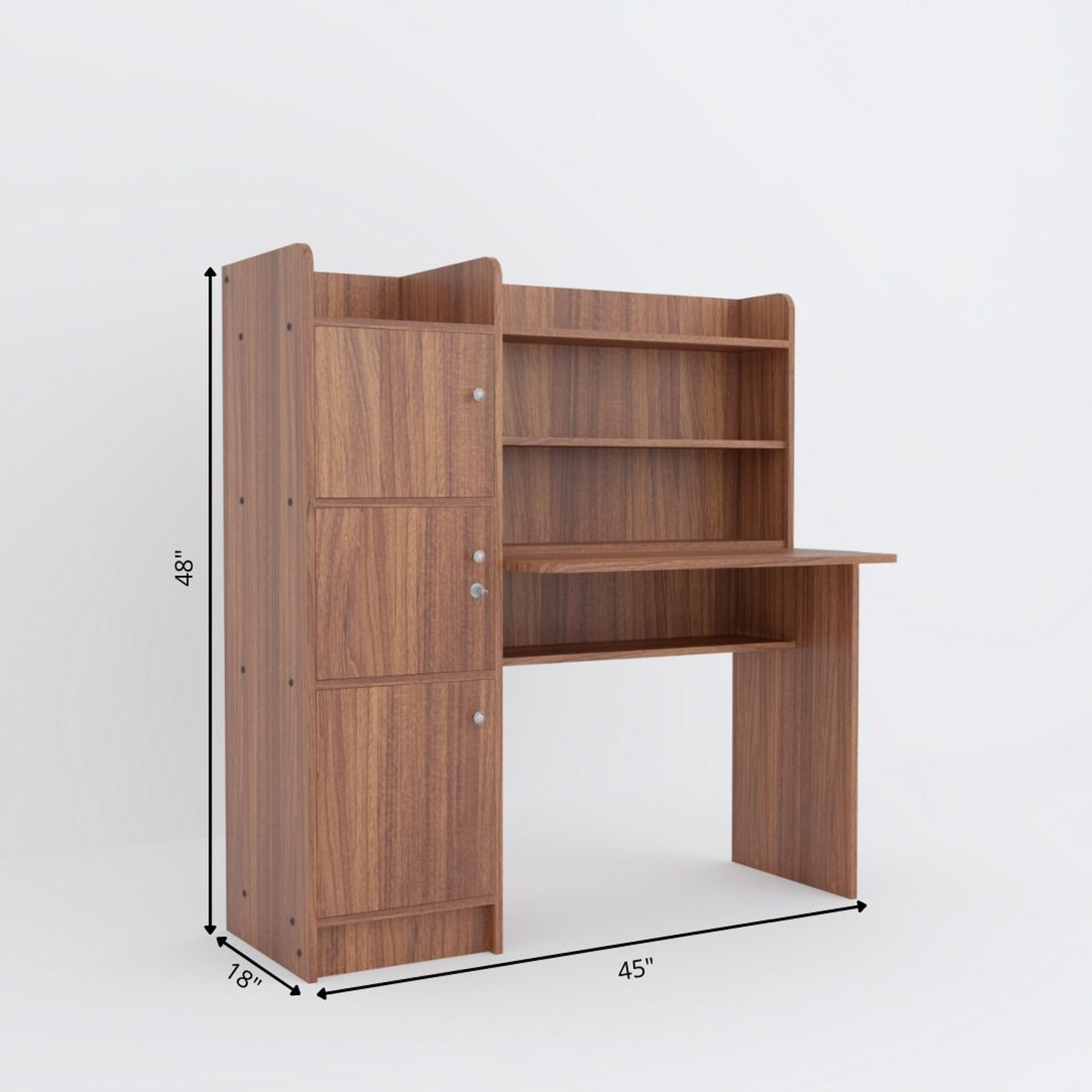 Image of neuspace Phoenix 3 Door Study Table with Storage Shelves & Cabinets Engineered Wood Study Table