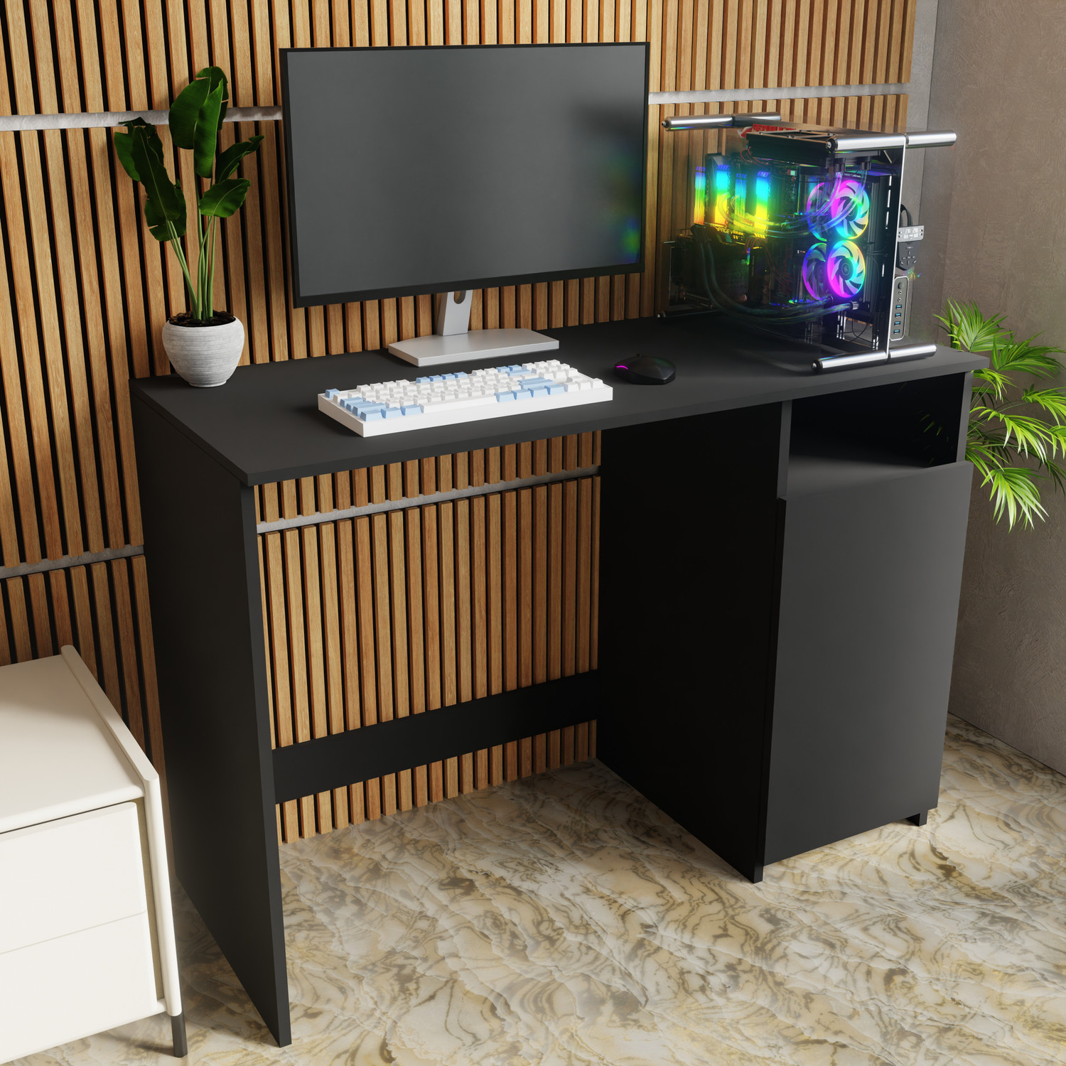 Image of Flipkart Perfect Homes Space-Saving Study & Work Desk with Storage Cabinet Engineered Wood Multipurpose Table