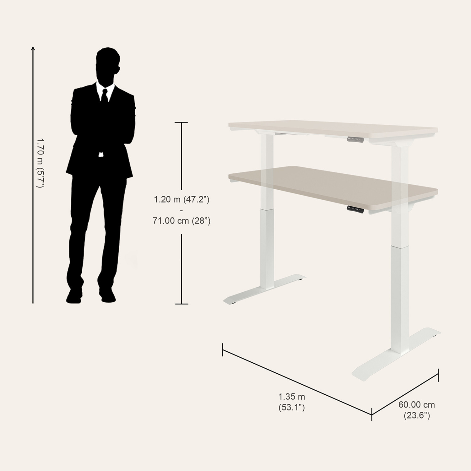 Image of Interio by Godrej Stance 2-Stage Dual Motor Height Adjustable Work Desk Engineered Wood Multipurpose Table