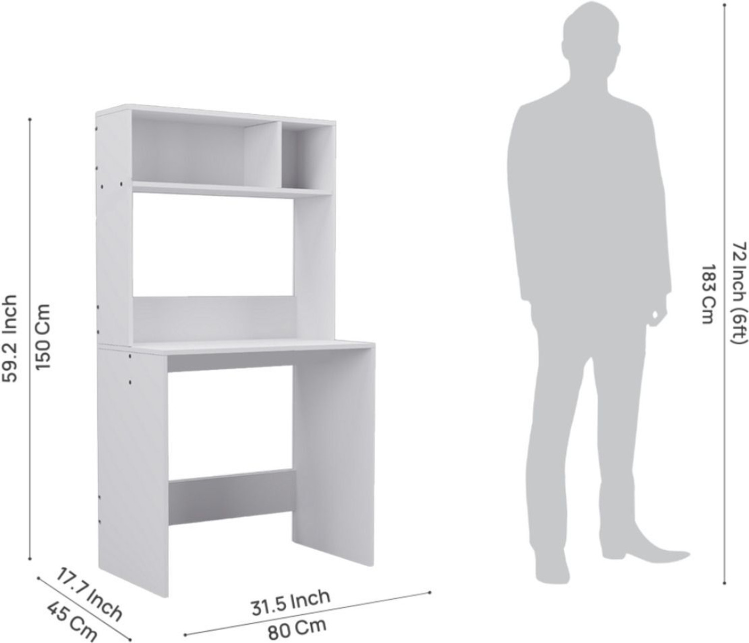 Image of neuspace Gama Study Table with Hutch - Computer Table with Book Storage Engineered Wood Multipurpose Table
