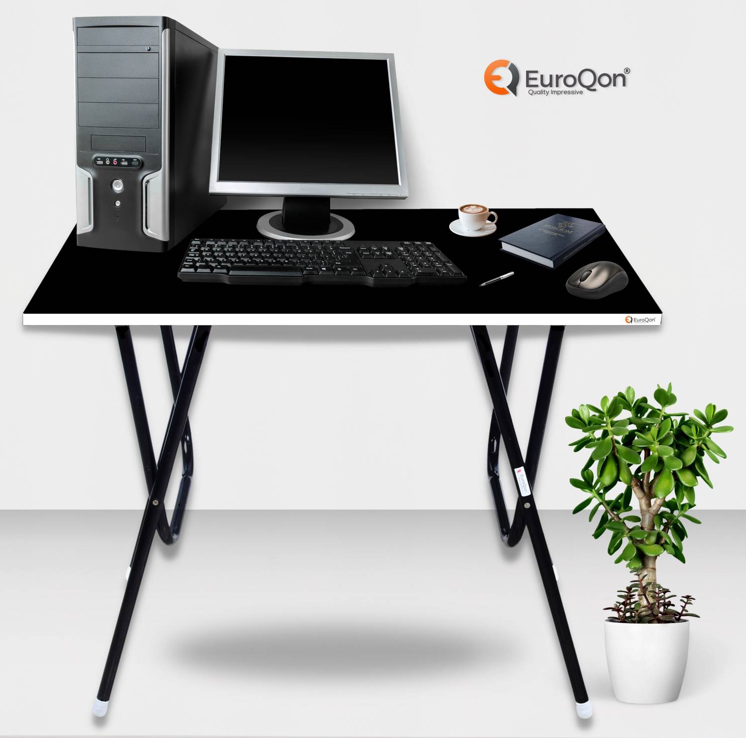 EuroQon Foldable Engineered Wood Computer Desk