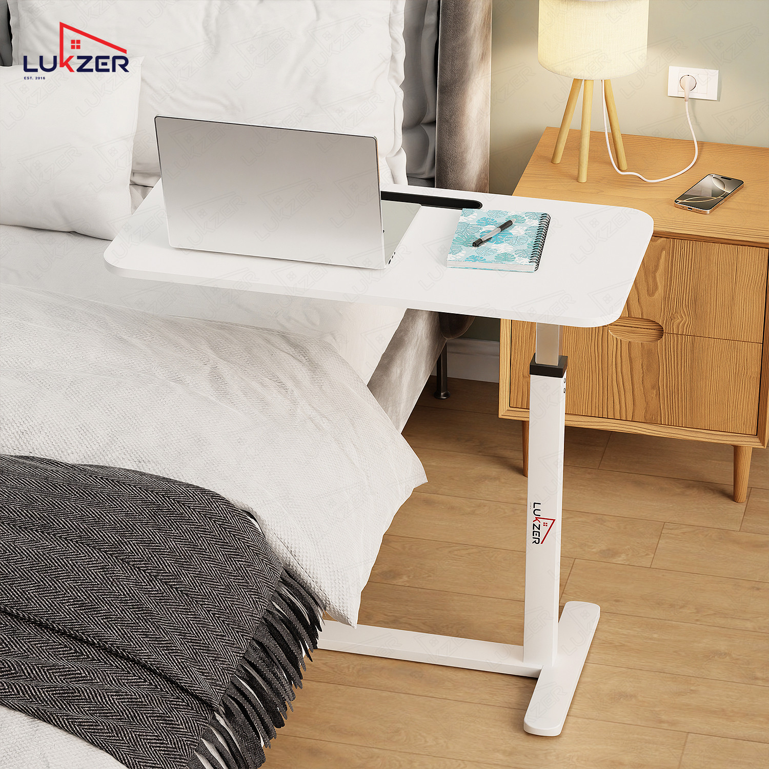 Image of LUKZER Height Adjustable Desk (MST-002) Engineered Wood Office Table