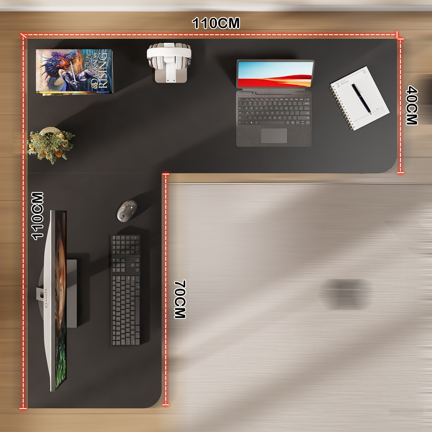 Image of LUKZER Lukzer MST-007 L-Shaped Metal Office Desk Engineered Wood Study Table