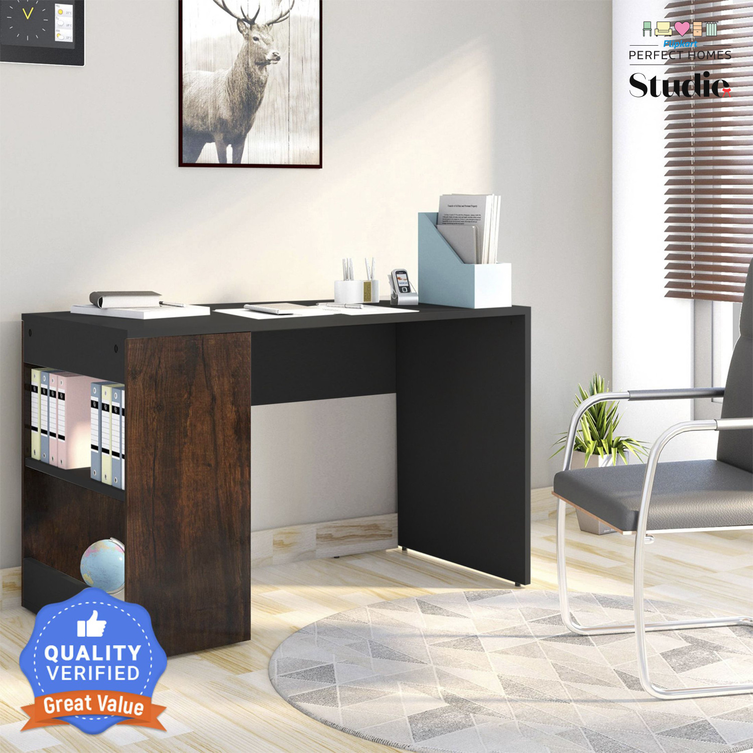 Image of Flipkart Perfect Homes Studio Augustine Dual Tone Engineered Wood Study Table