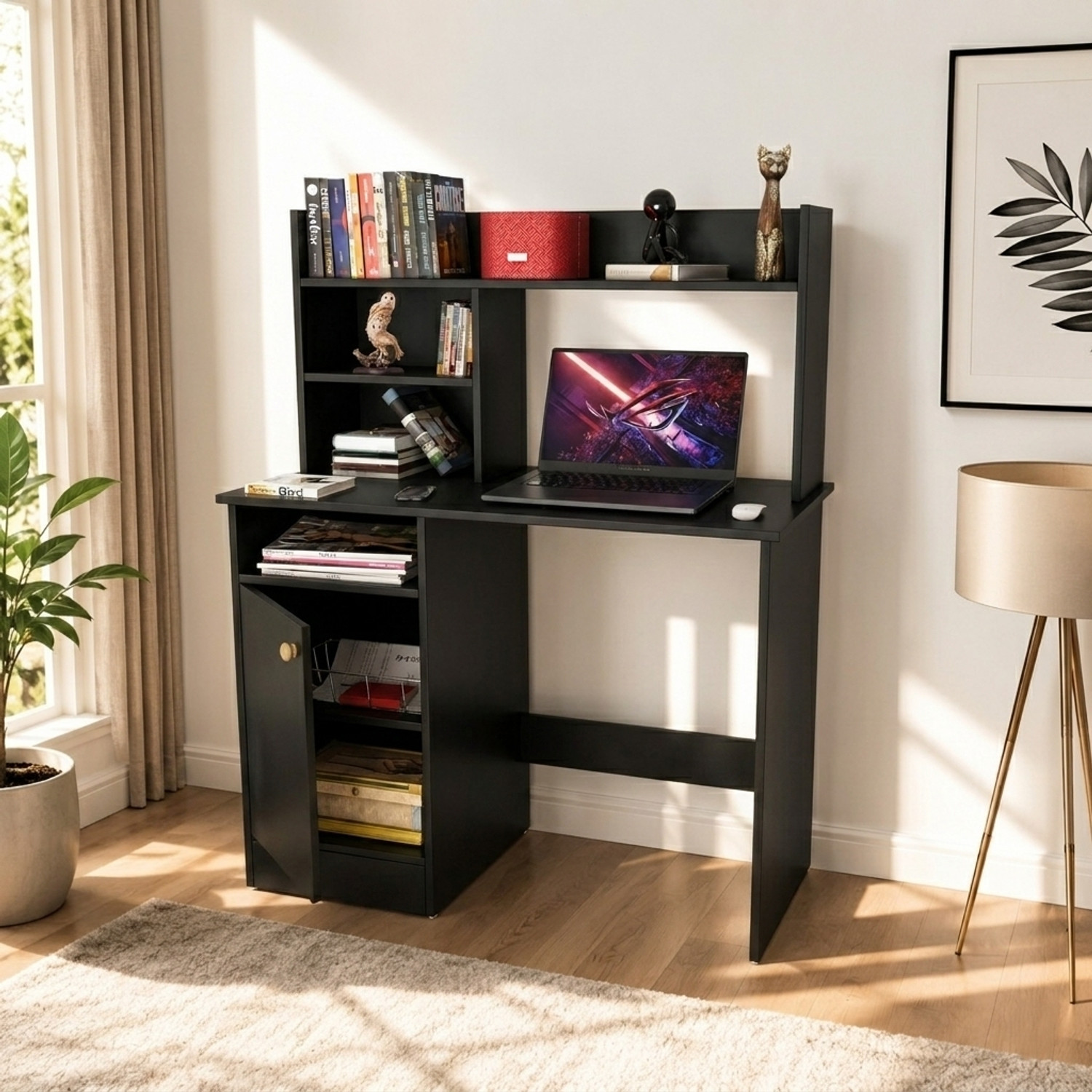 Image of Flipkart Perfect Homes Portable Workstation Computer Desk with Storage, For Office, Home Engineered Wood Computer Desk