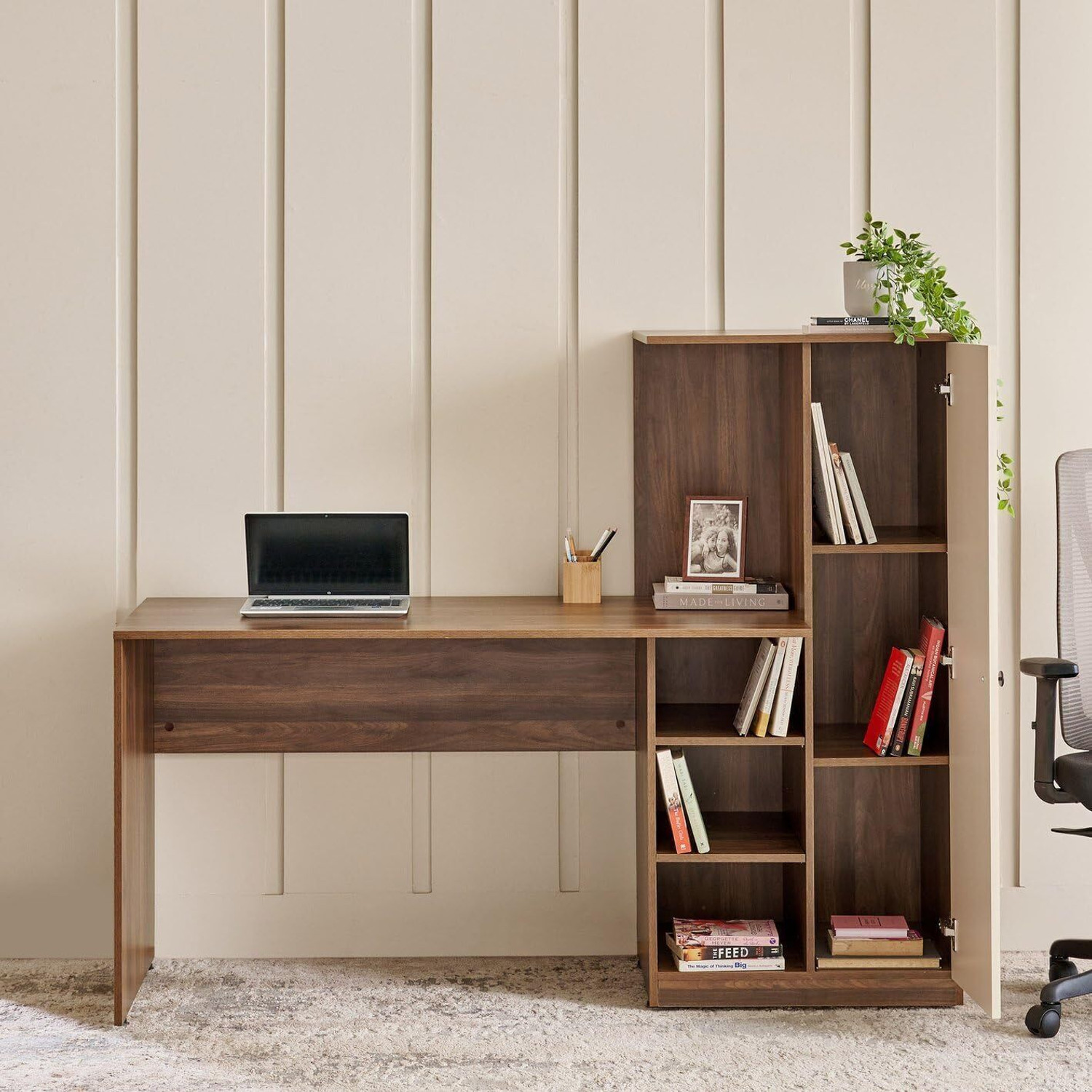 Image of Arizen Multipurpose Desk for office, Study With Book Storage Engineered Wood Multipurpose Table