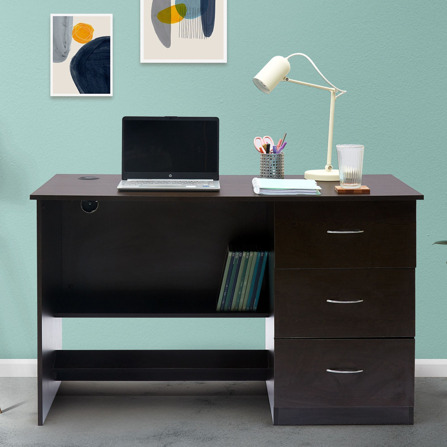 GREEN SOUL Nexus Engineered Wood Study Table|3 Drawers and 1 Shelf Engineered Wood Multipurpose Table