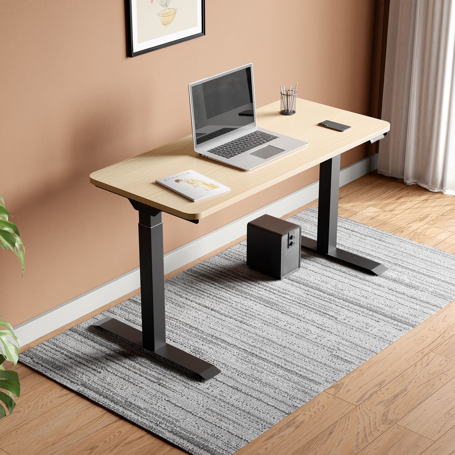 Image of Interio by Godrej Stance Dual Motor Height Adjustable Work Desk Engineered Wood Multipurpose Table