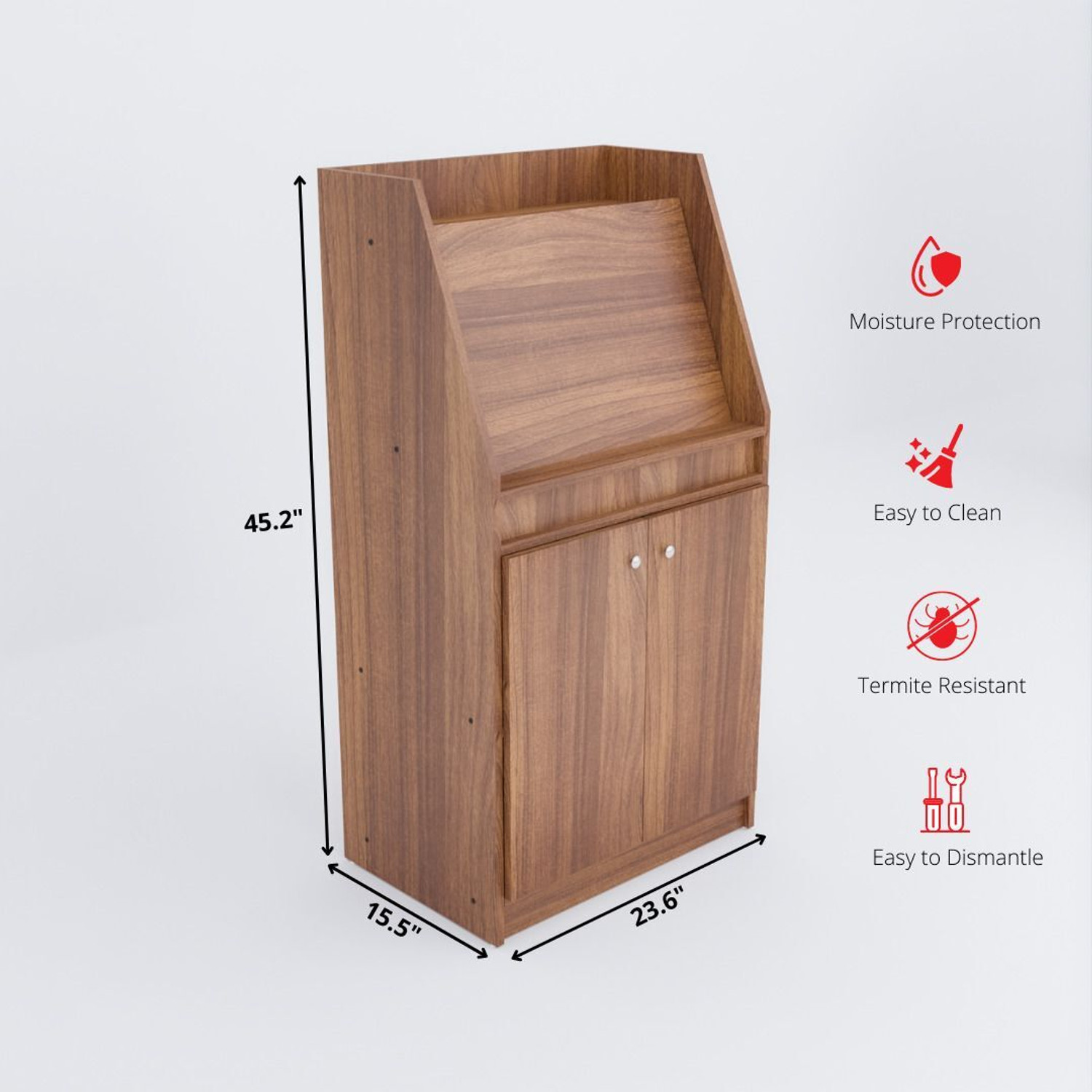 Image of neuspace WOW Study Table with Bookshelf & 2 Door Storage Cabinet | Foldable Work Desk Engineered Wood Study Table