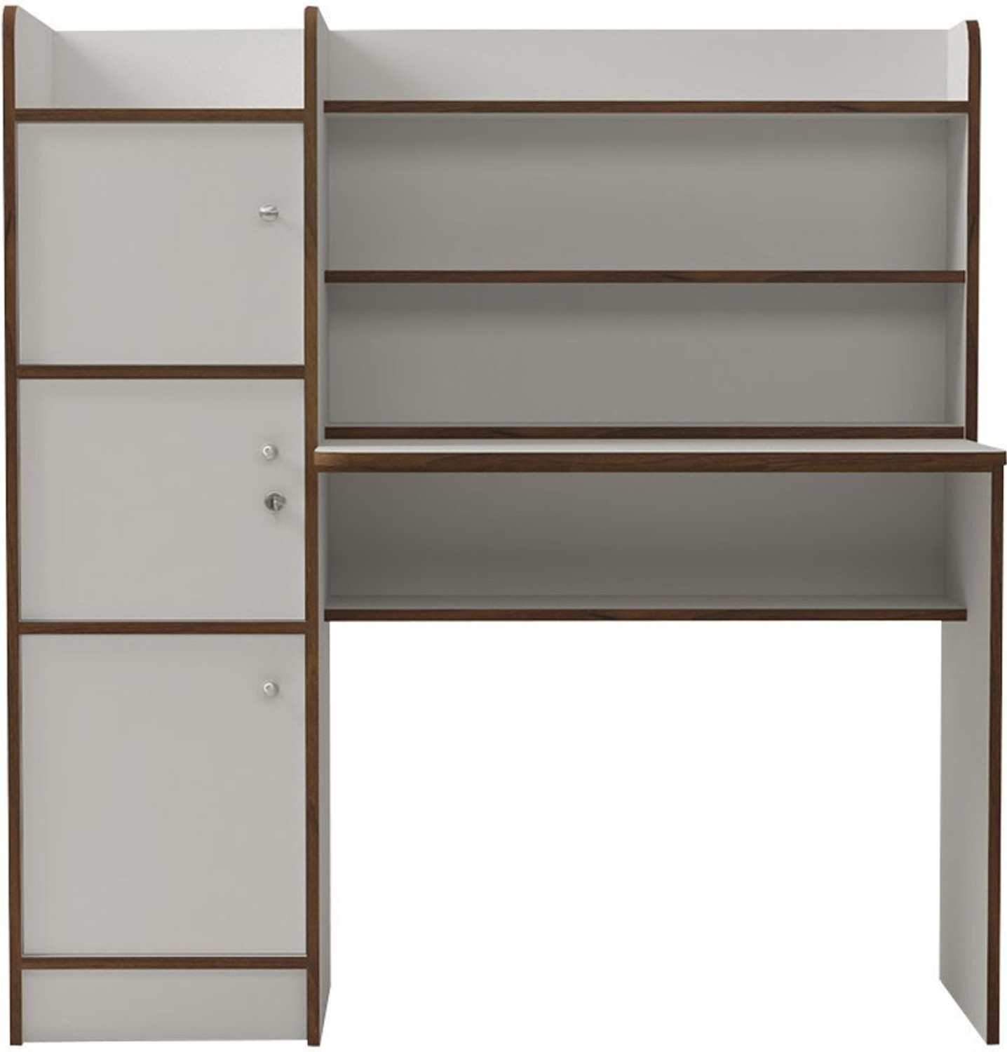 Image of neuspace Phoenix 3 Door Study Table with Storage Shelves & Cabinets Engineered Wood Study Table