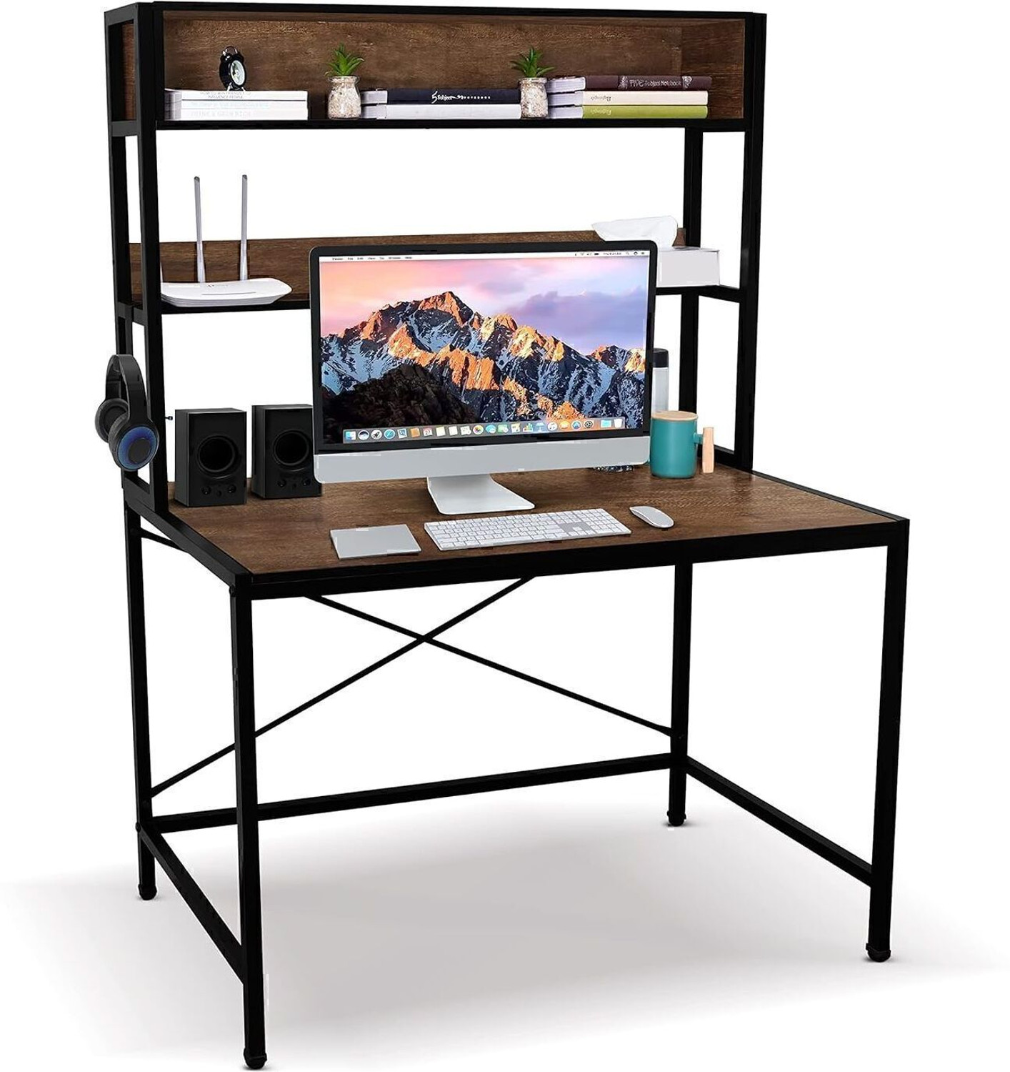 Image of House Of Akasha 3Tier Wooden Office Table Office Desk Computer Table L*90 B*60 H*157cm Engineered Wood Multipurpose Table