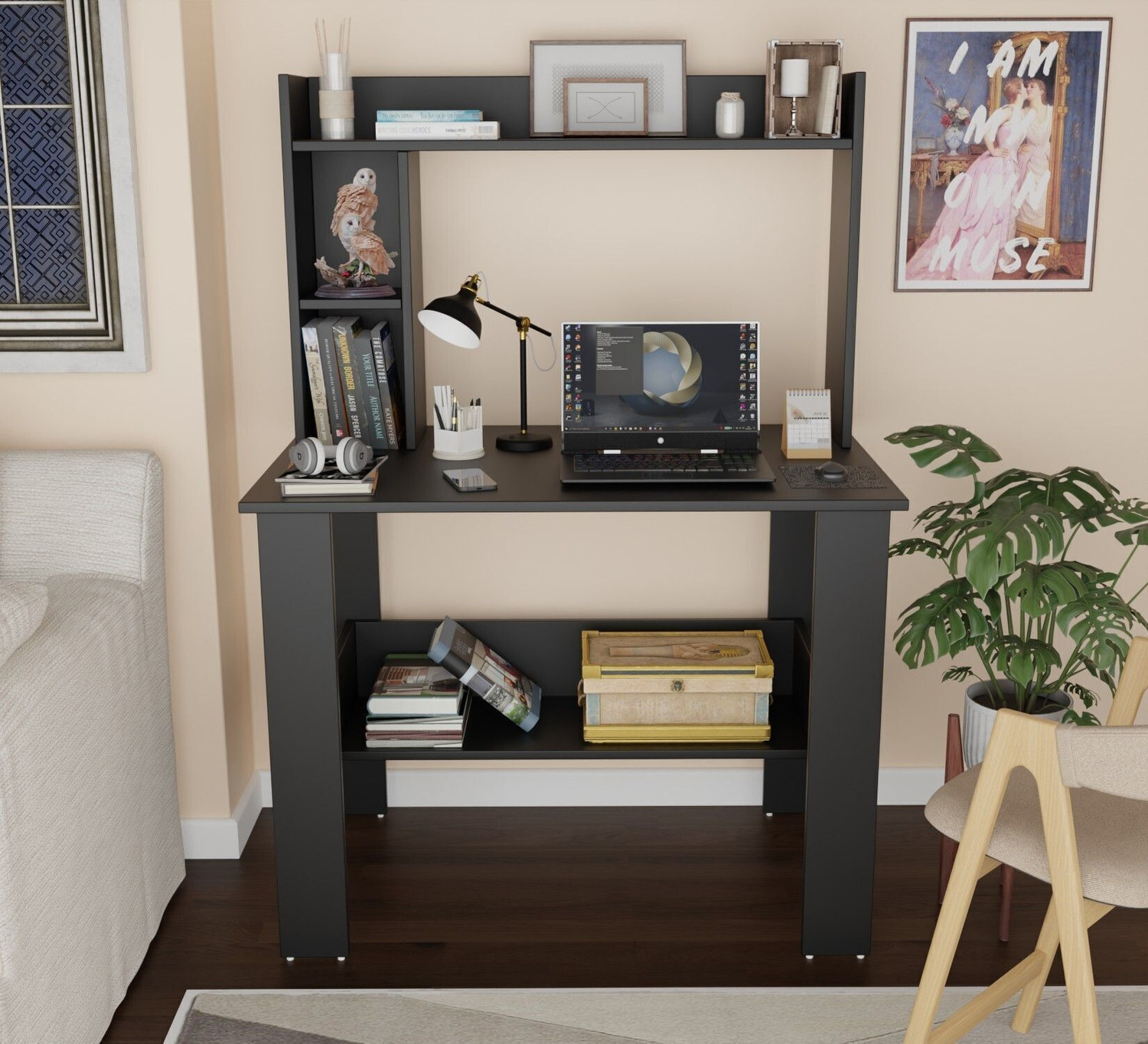 Image of Arizen Portable Work From Home Study Desk Engineered Wood Office Table Engineered Wood Multipurpose Table