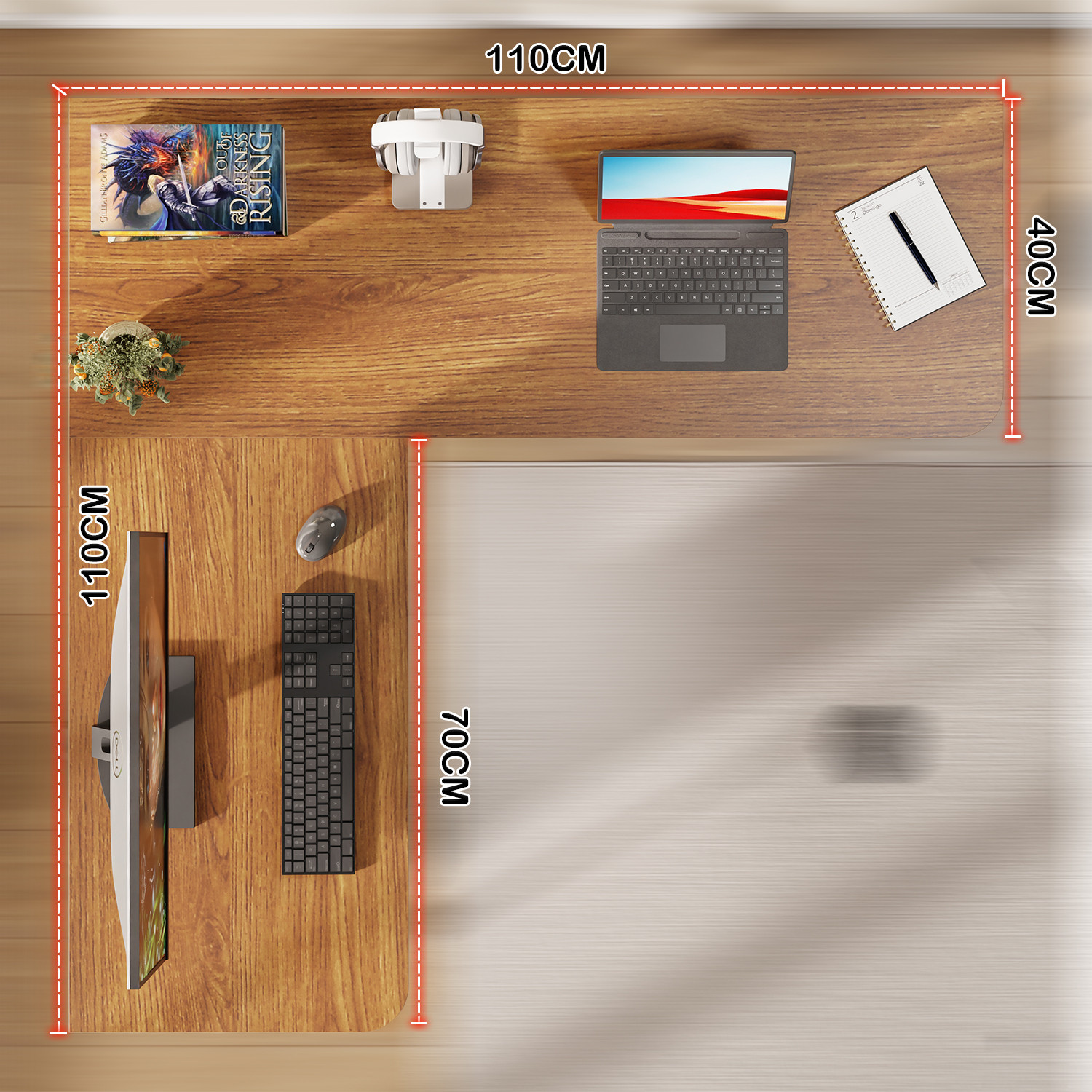 Image of LUKZER Lukzer MST-007 L-Shaped Metal Office Desk Engineered Wood Study Table