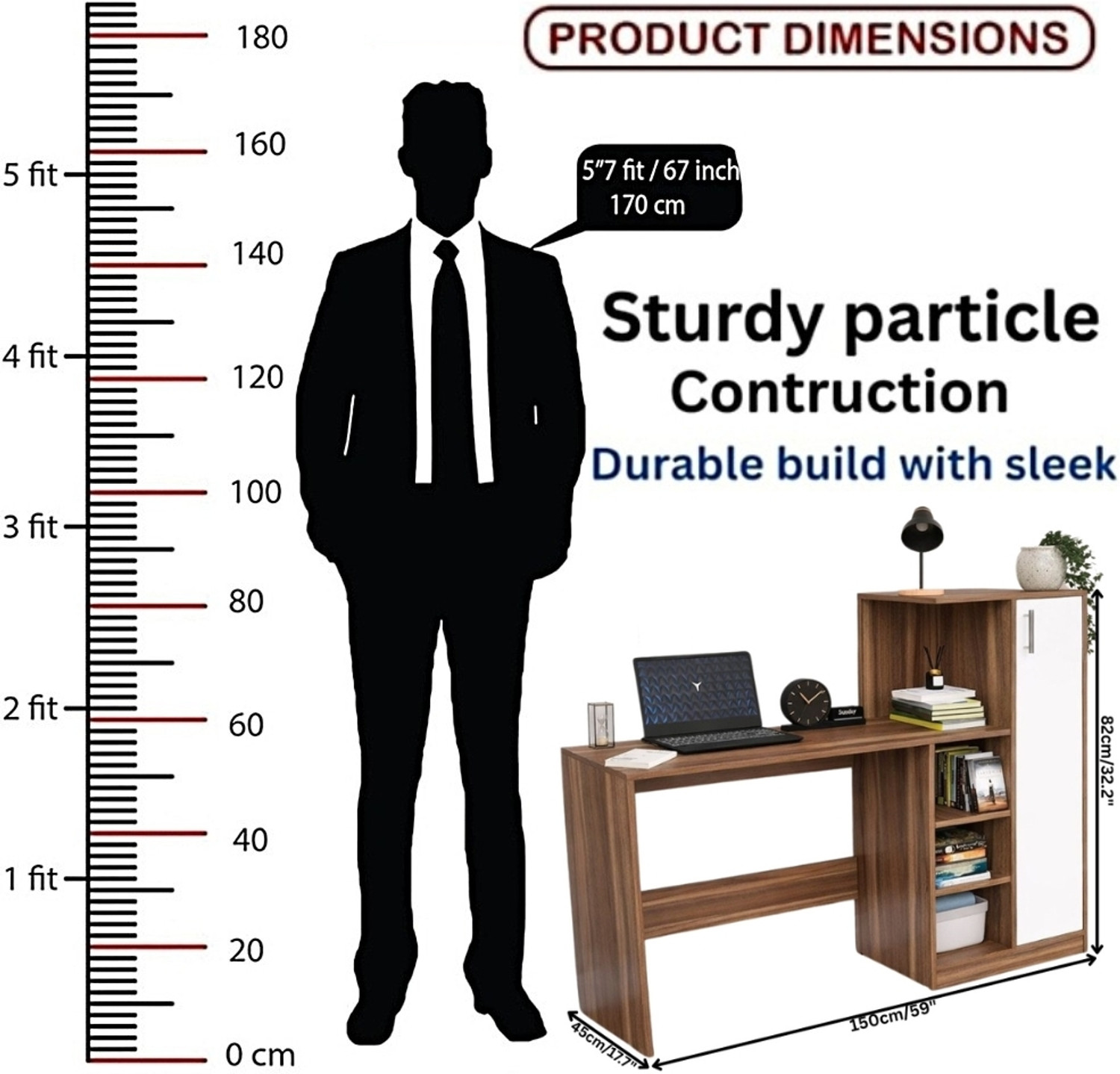 Image of Flipkart Perfect Homes Multipurpose Portable Study Desk with Hutch Storage & Shelves for Home Office Engineered Wood Study Table
