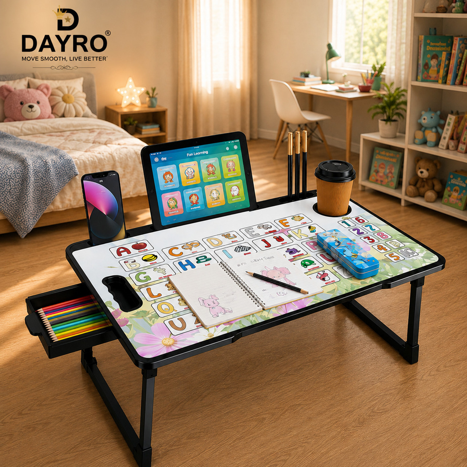 Image of dayro DAYRO Flower Cotted Study Table Solid Wood Study Table