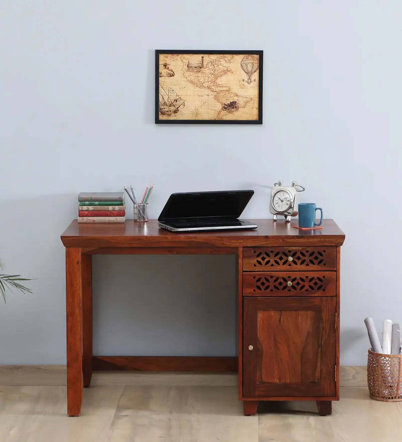 TRUE Willow Sheesham Solid Wood Study Table - Image 1