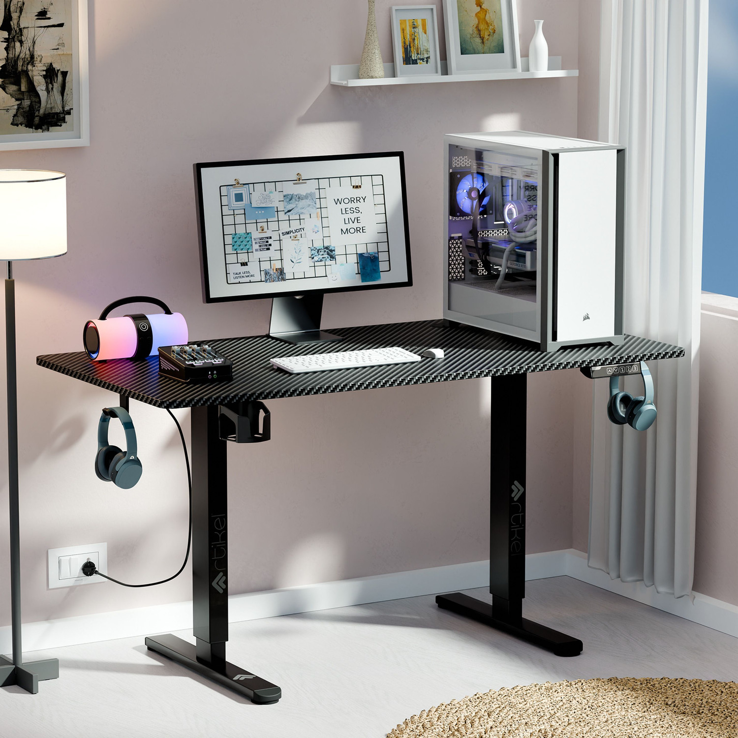 Image of Artikel Eco Electric Height Adjustable Table Sit Stand Desk Home & Office Workspace Engineered Wood Multipurpose Table