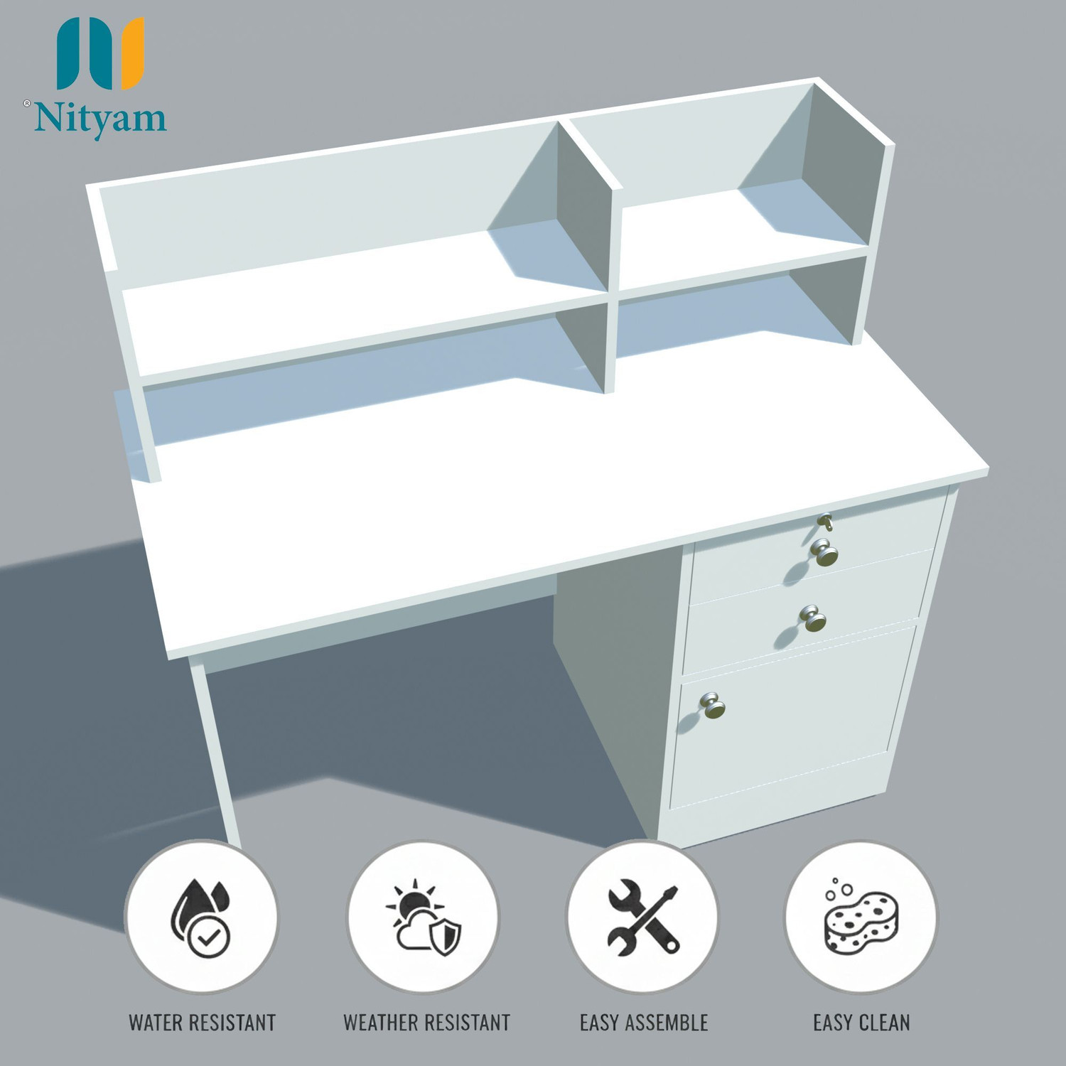 Image of NITYAM Premium Quality Computer Table With Drawer For Storage Engineered Wood Multipurpose Table