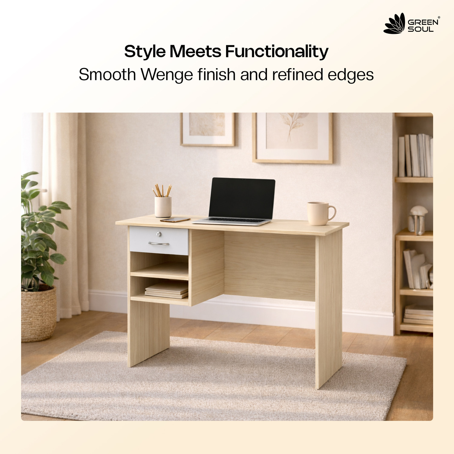 Image of GREEN SOUL Rhine Multipurpose Writing /Computer /Office Table|Ideal Desk for Home & Office Engineered Wood Study Table