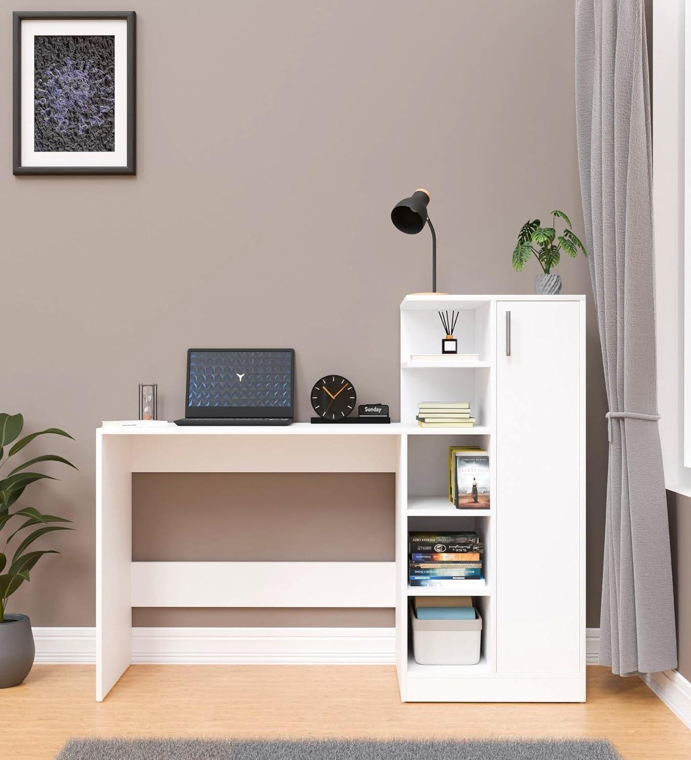 Image of Flipkart Perfect Homes Modern Multipurpose Home Office & Student Desk Study Table with Storage Engineered Wood Study Table