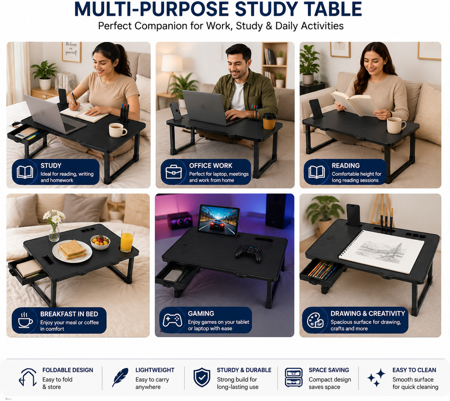 Image of krishiva enterprise KE Study Table Series Solid Wood Study Table
