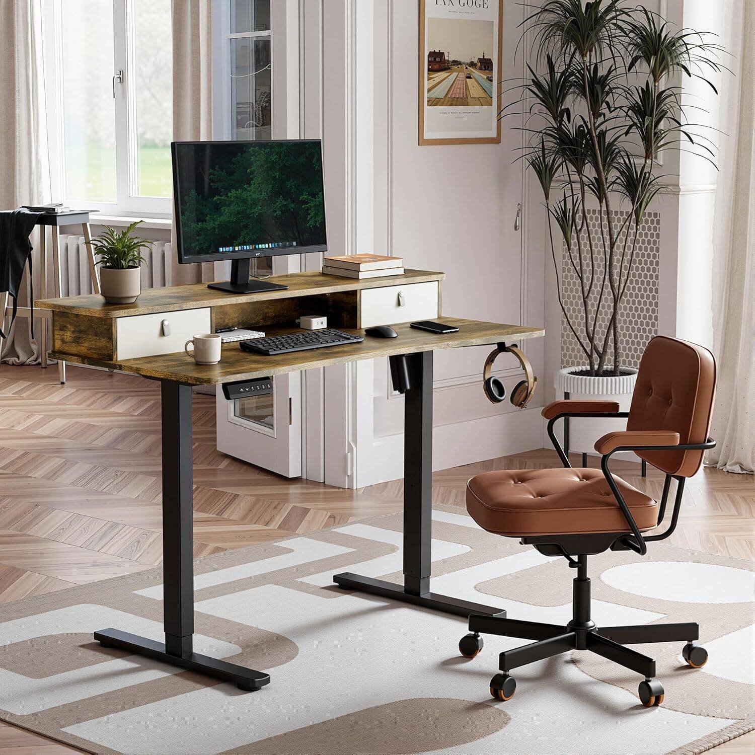 Artikel Valor Lite Height Adjustable Electric Table 120x60 cm Sit Stand Desk Engineered Wood Office Table