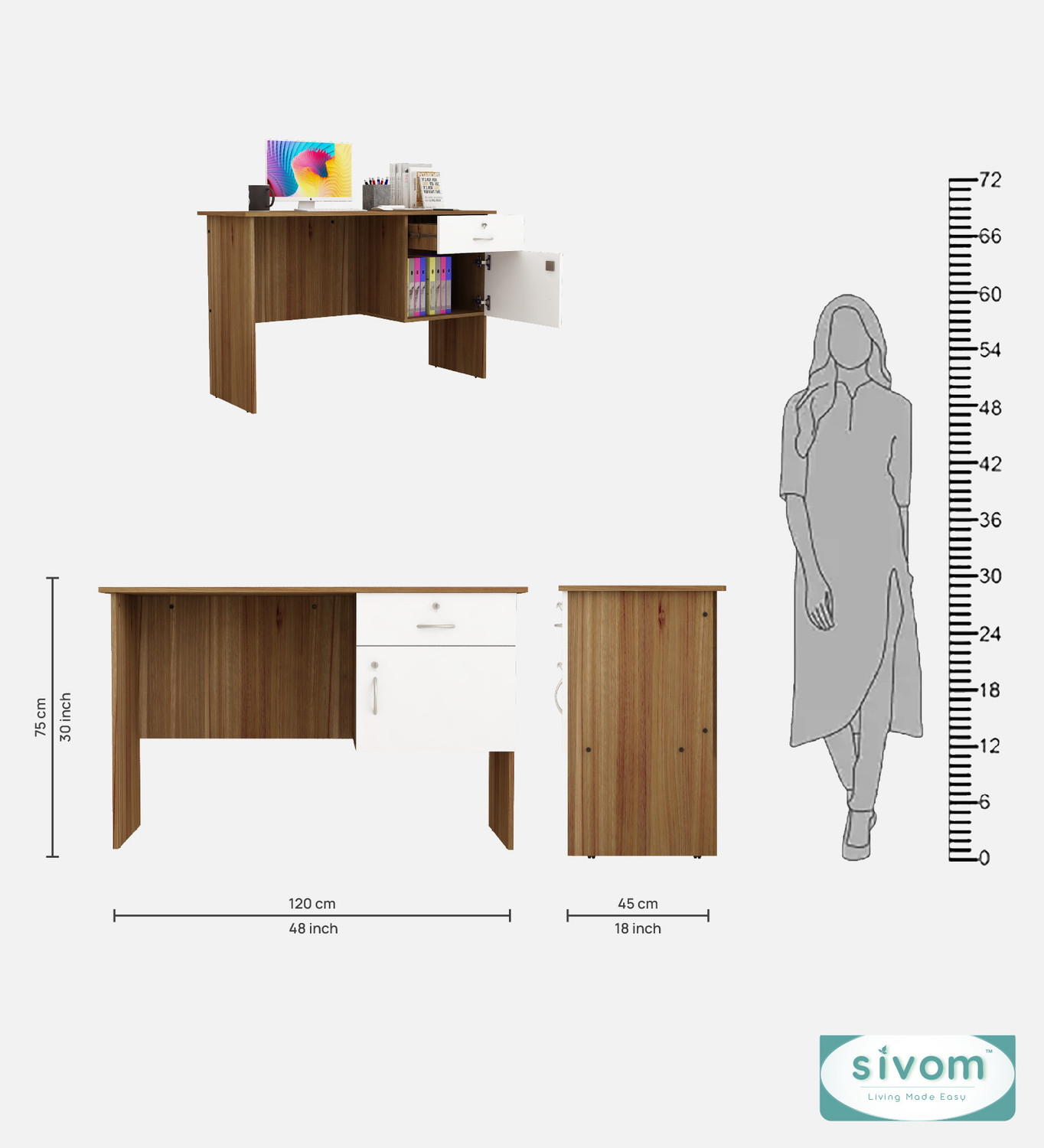 Image of SIVOM Pearl Multipurpose Study /Home /Office Table Engineered Wood Study Table