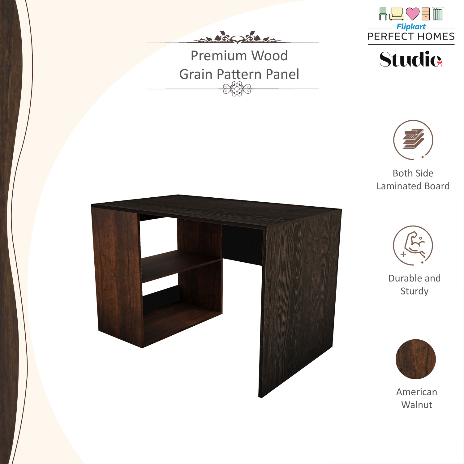 Image of Flipkart Perfect Homes Studio Augustine Dual Tone Engineered Wood Study Table