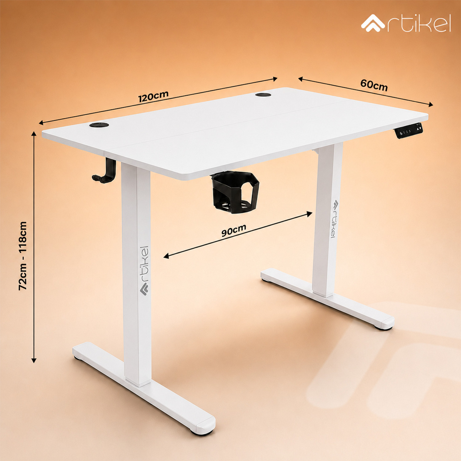 Image of Artikel Artikel Eco-Neo Height Adjustable Standing Table 120x60cm, USB & Type-C Engineered Wood Office Table