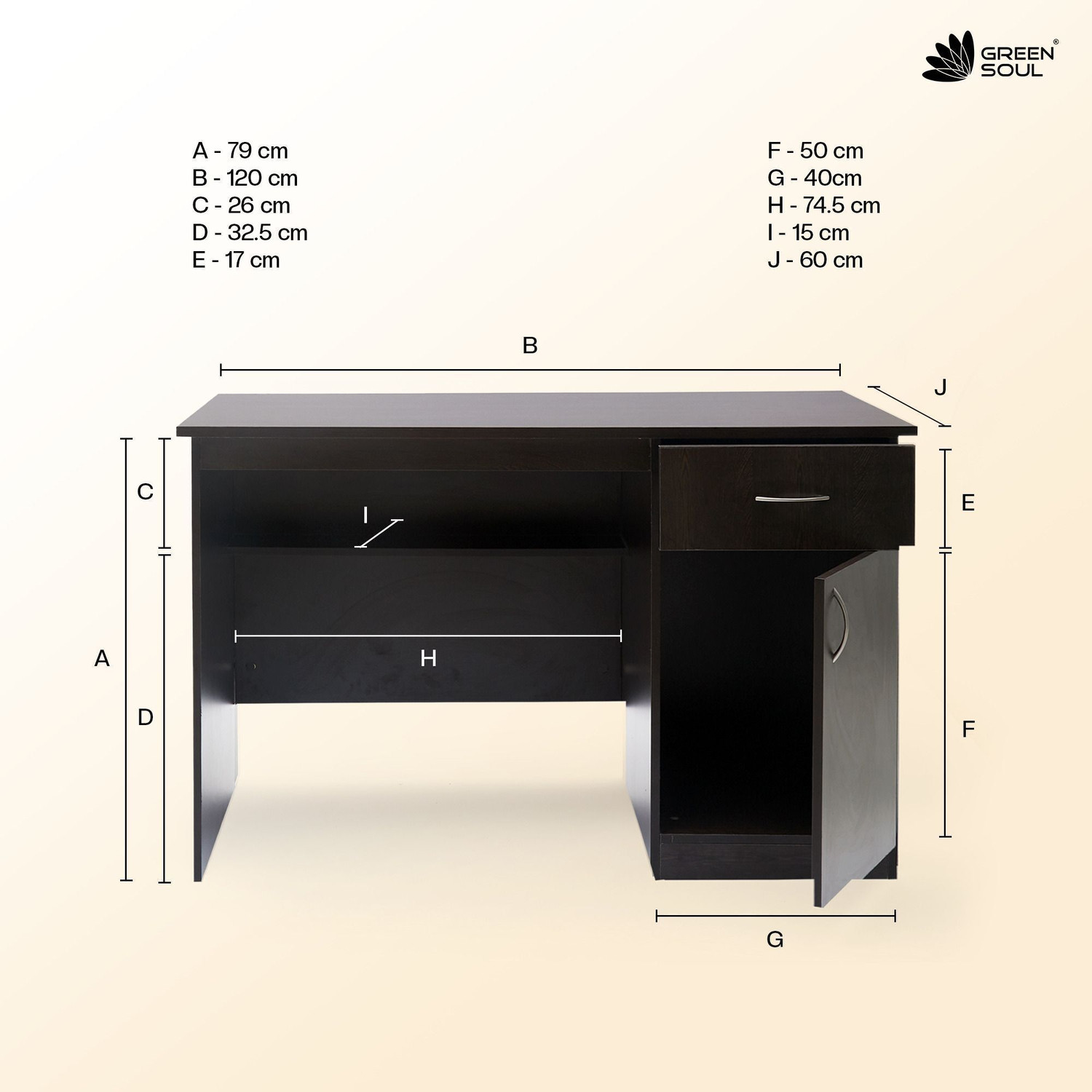 Image of GREEN SOUL Venue Multipurpose Writing /Computer /Office Table|Ideal Desk for Home & Office Engineered Wood Study Table