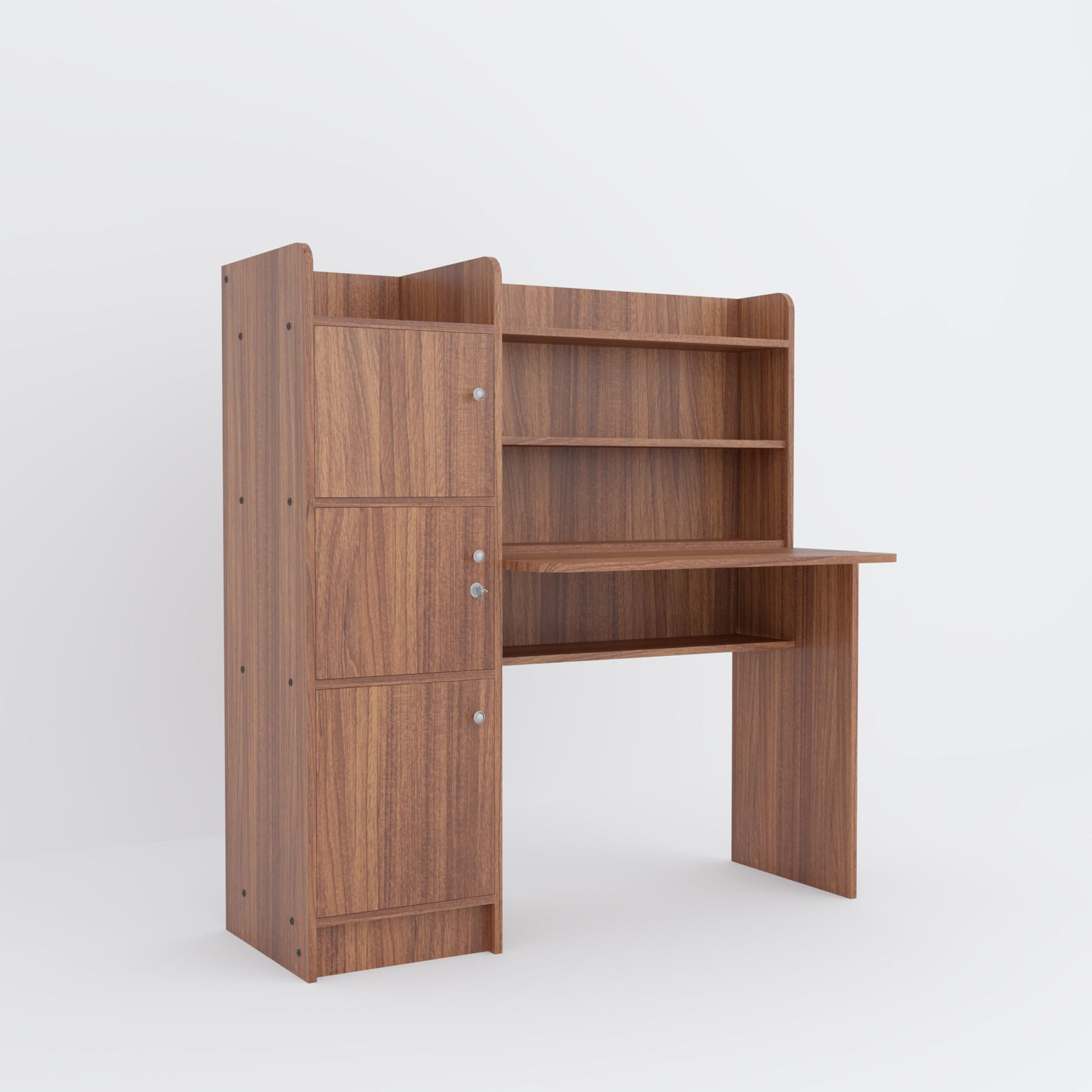 Image of neuspace Phoenix 3 Door Study Table with Storage Shelves & Cabinets Engineered Wood Study Table
