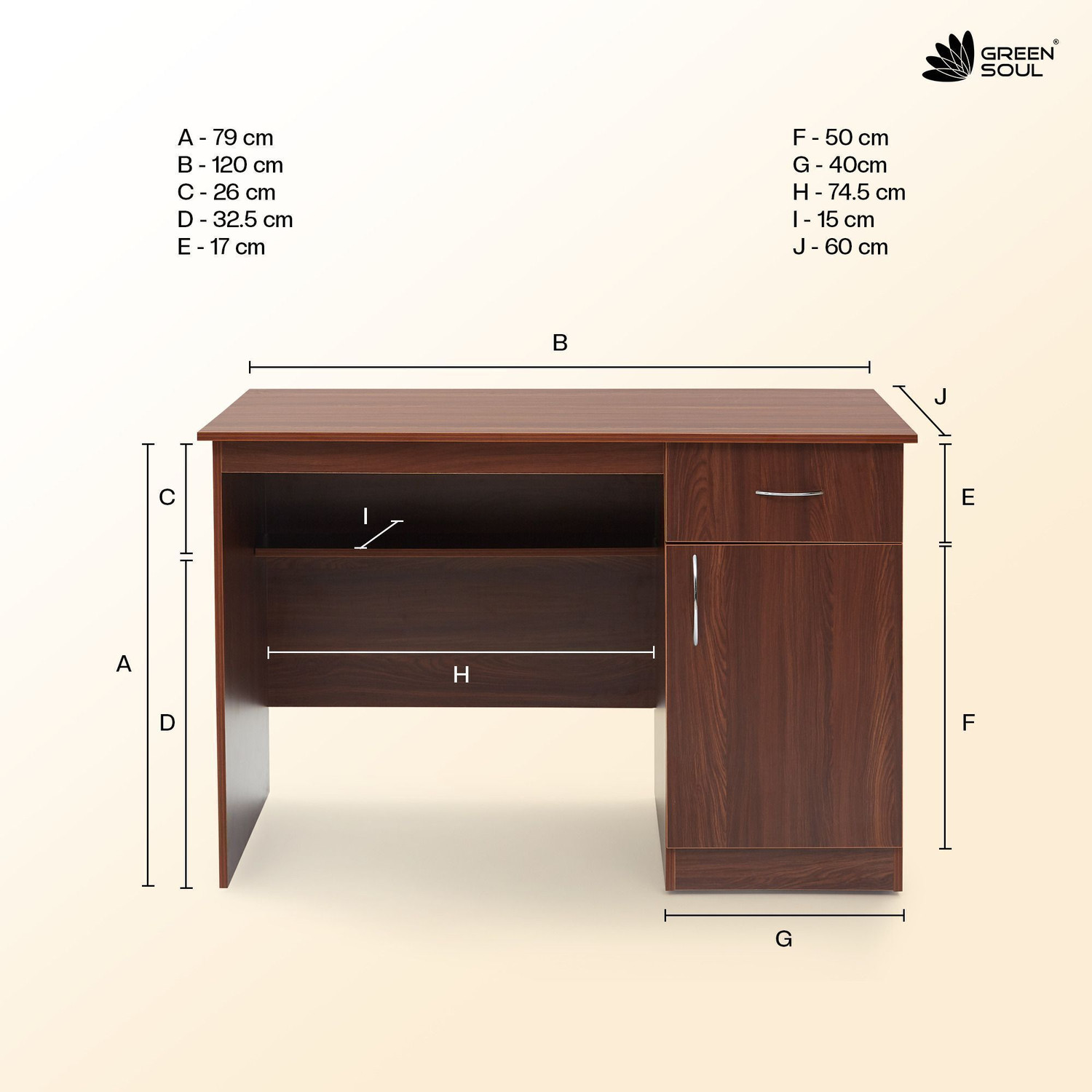 Image of GREEN SOUL Venue Multipurpose Writing /Computer /Office Table|Ideal Desk for Home & Office Engineered Wood Study Table