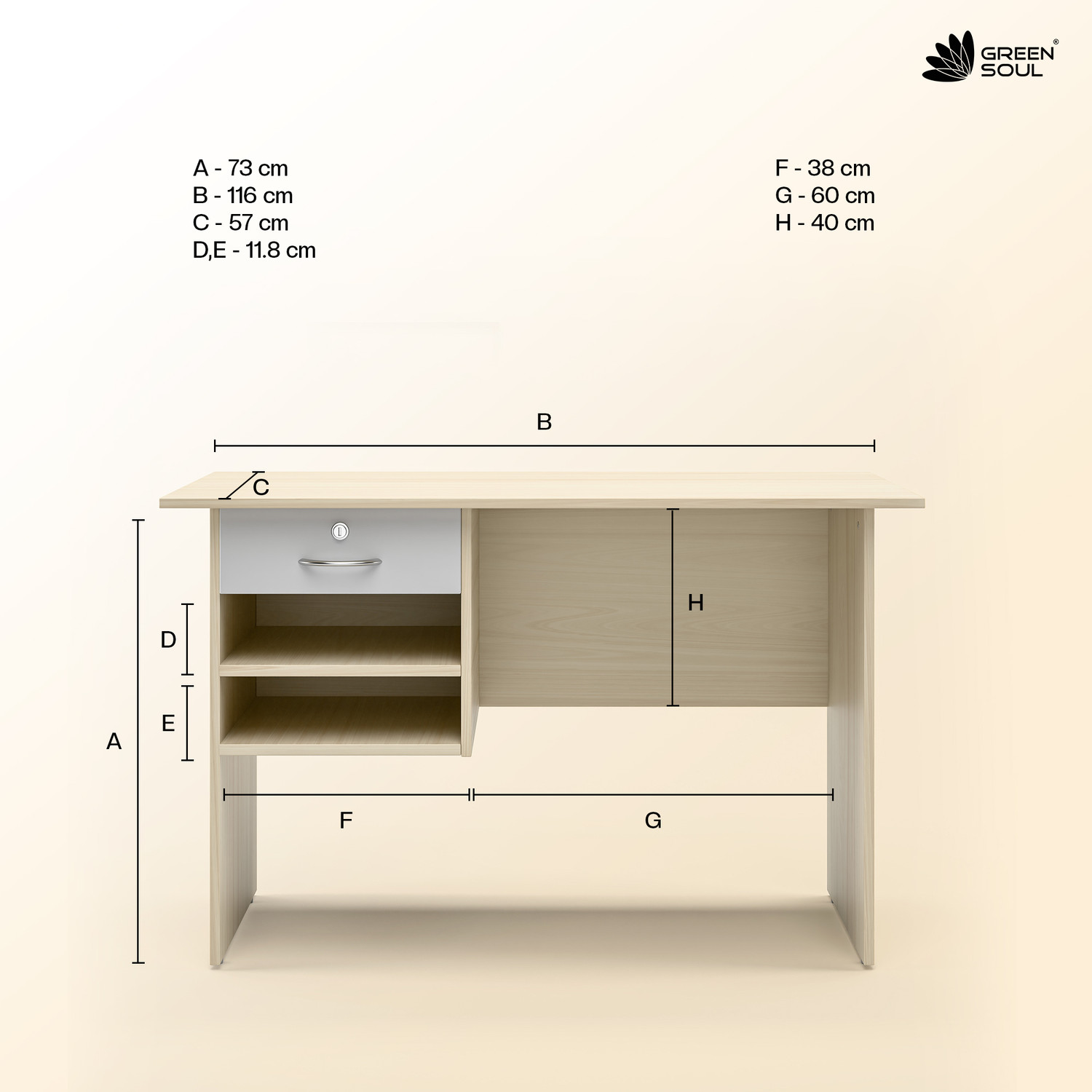 Image of GREEN SOUL Rhine Multipurpose Writing /Computer /Office Table|Ideal Desk for Home & Office Engineered Wood Study Table