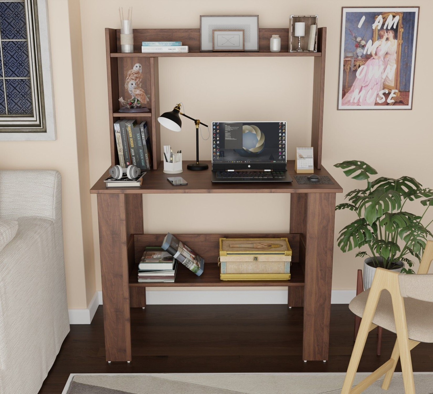 Image of Arizen Portable Work From Home Study Desk Engineered Wood Office Table Engineered Wood Multipurpose Table