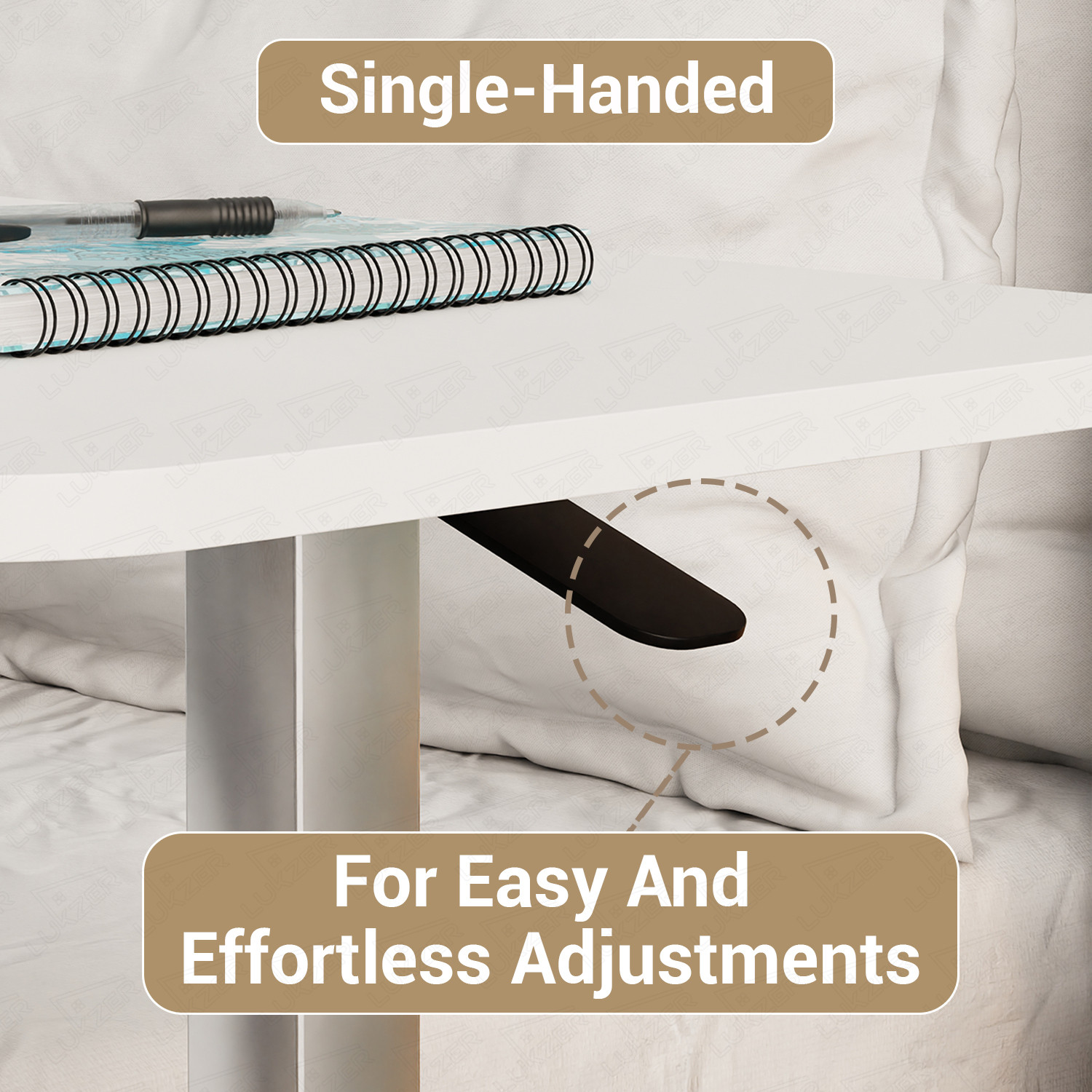 Image of LUKZER Height Adjustable Desk (MST-002) Engineered Wood Office Table