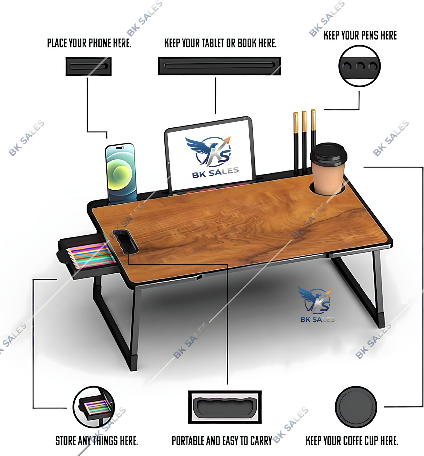 Image of BK SALES wood cotted Plastic Study Table