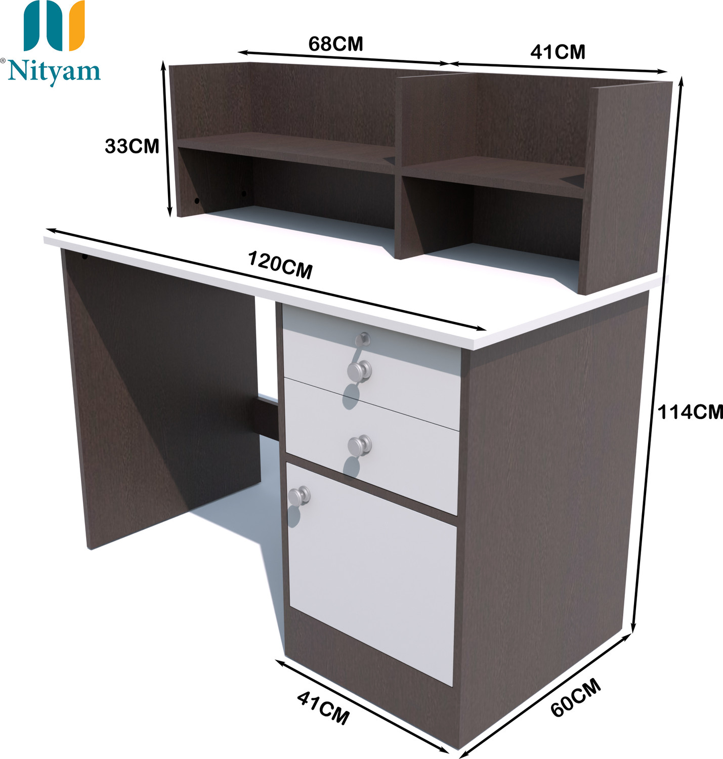 Image of NITYAM Premium Quality Computer Table With Drawer For Storage Engineered Wood Study Table