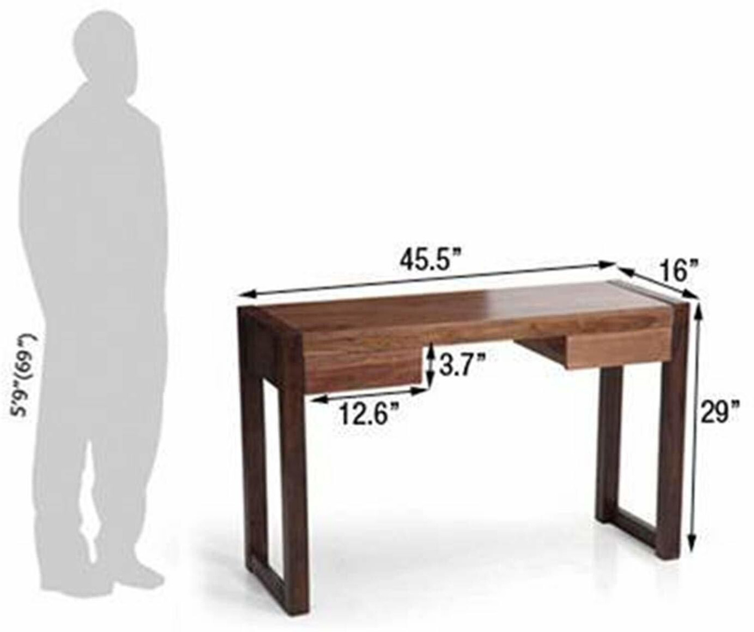 Image of WOODSTAGE Writing Study Table for Students Utility Laptop Tables Office Desk Solid Wood Study Table