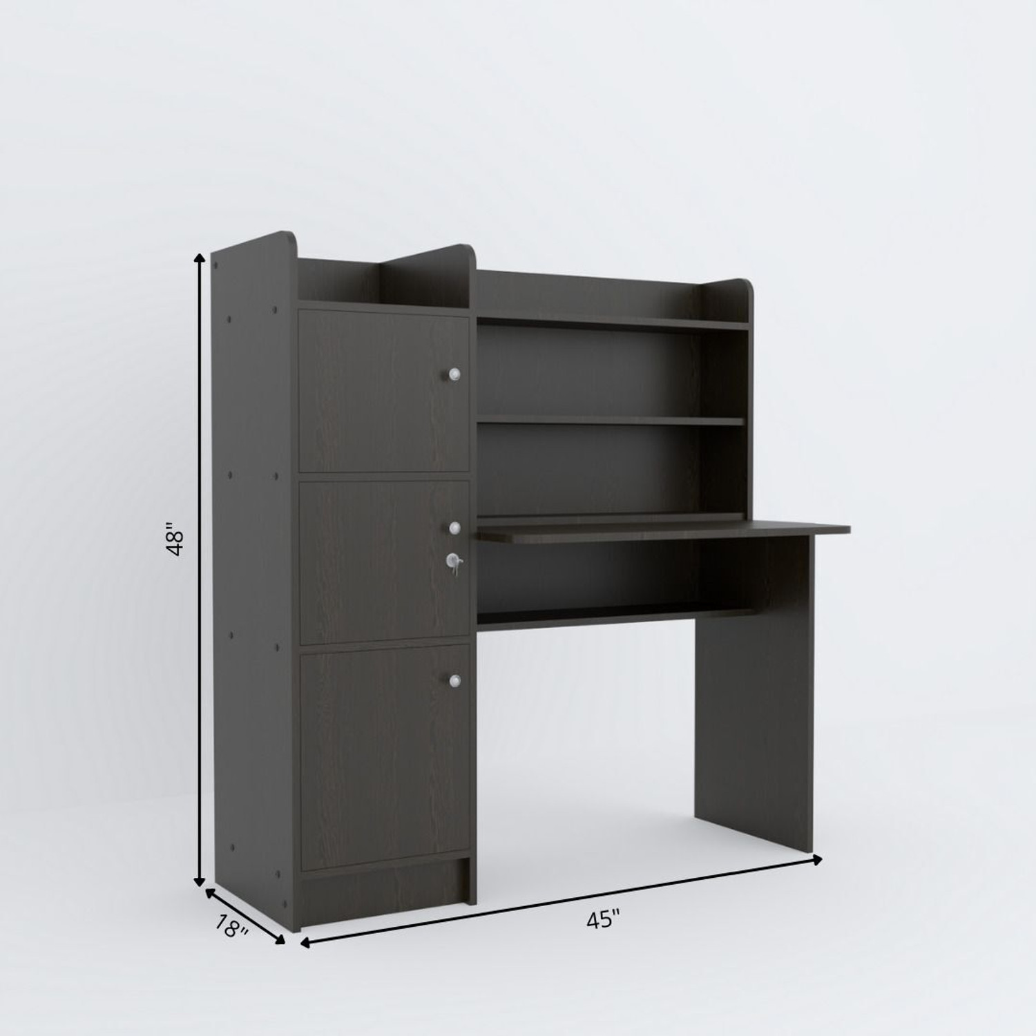 Image of neuspace Phoenix 3 Door Study Table with Storage Shelves & Cabinets Engineered Wood Study Table