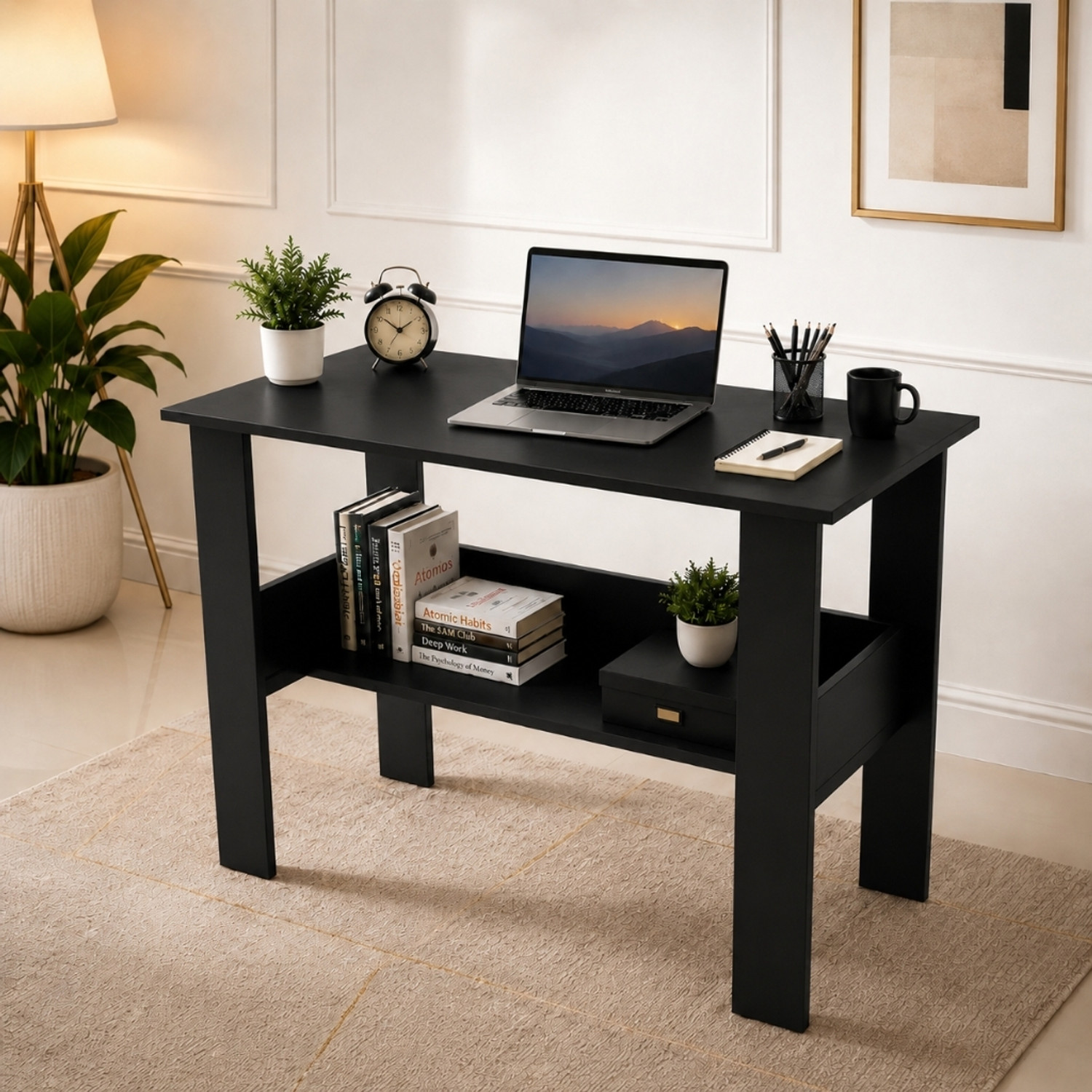 Image of SPYDER HOME DECORE Multipurpose Portable Study Desk, Office Desk, Kids Desk Table Engineered Wood Study Table (Free Standing, Finish Color - Black, DIY(Do-It-Yourself))